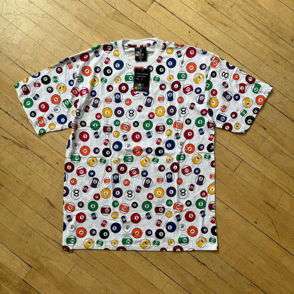 Vintage Billiards Pool Ball AOP T-shirt Sz XL