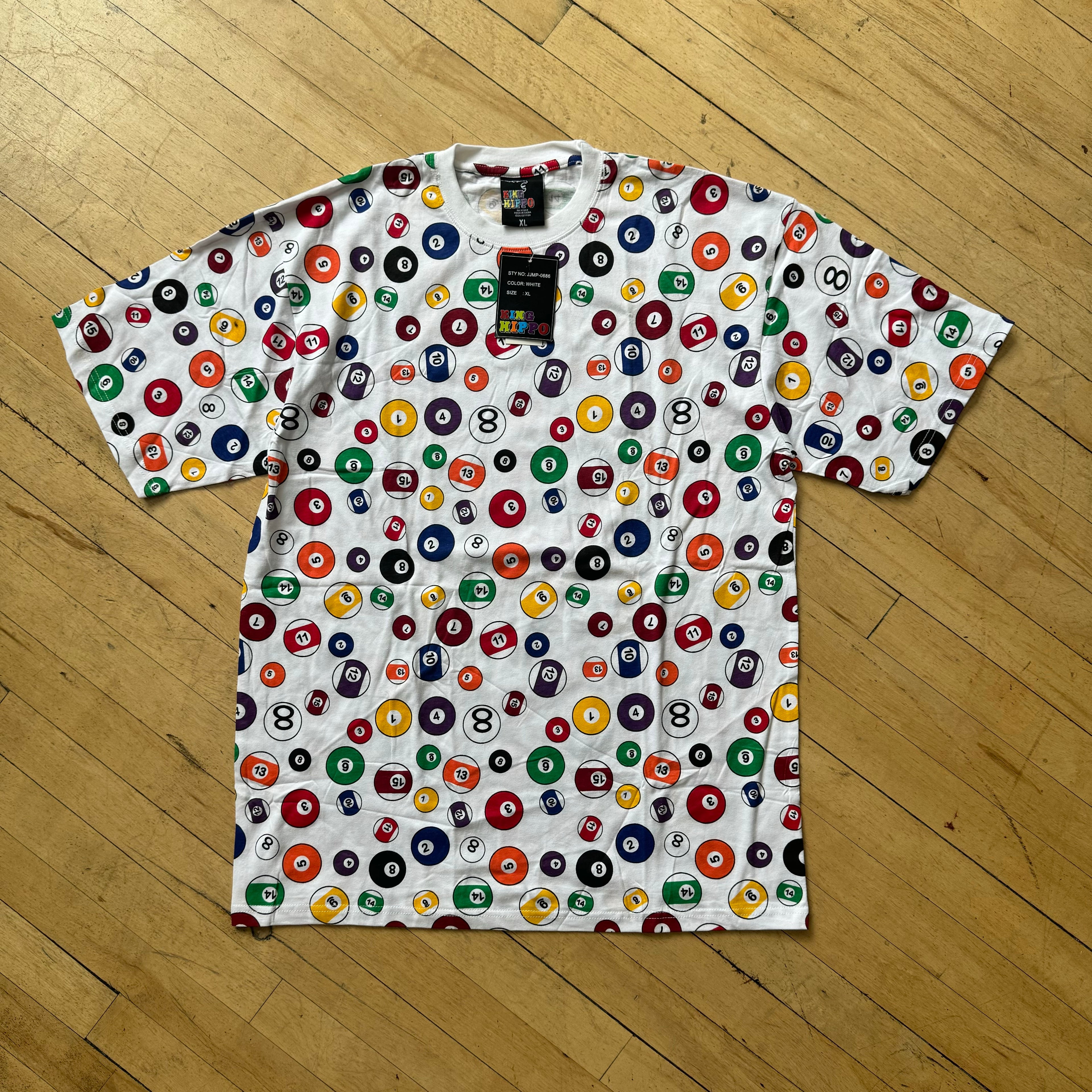 Vintage Billiards Pool Ball AOP T-shirt Sz XL