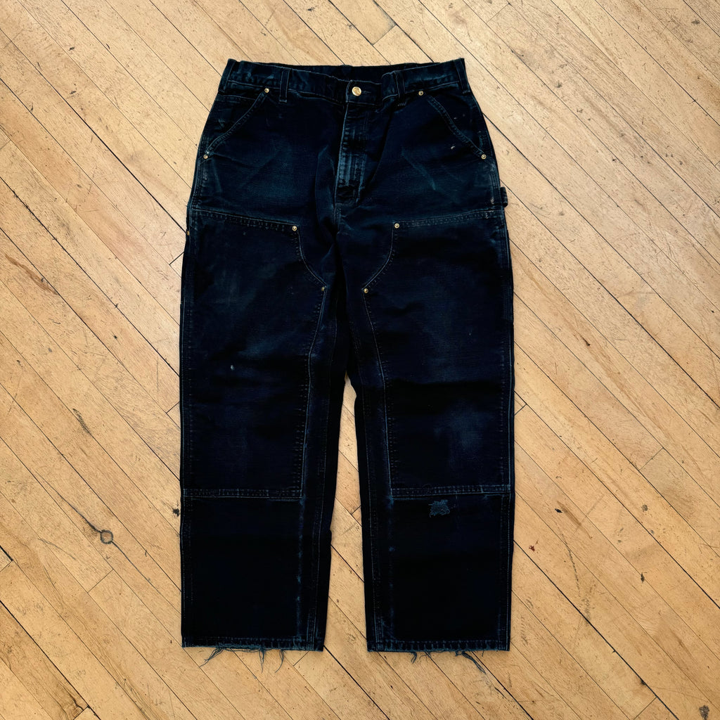 Vintage Faded BLK Carhartt Double Knee Denim Jeans Sz 36x30