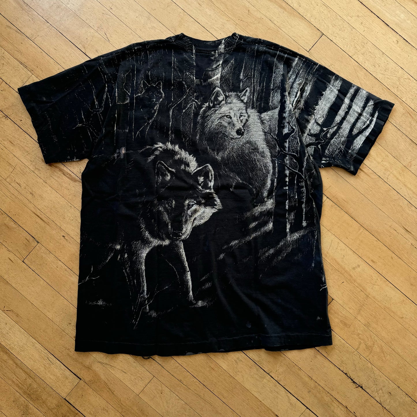 Vintage AOP Wolf & Woods T-shirt Sz L