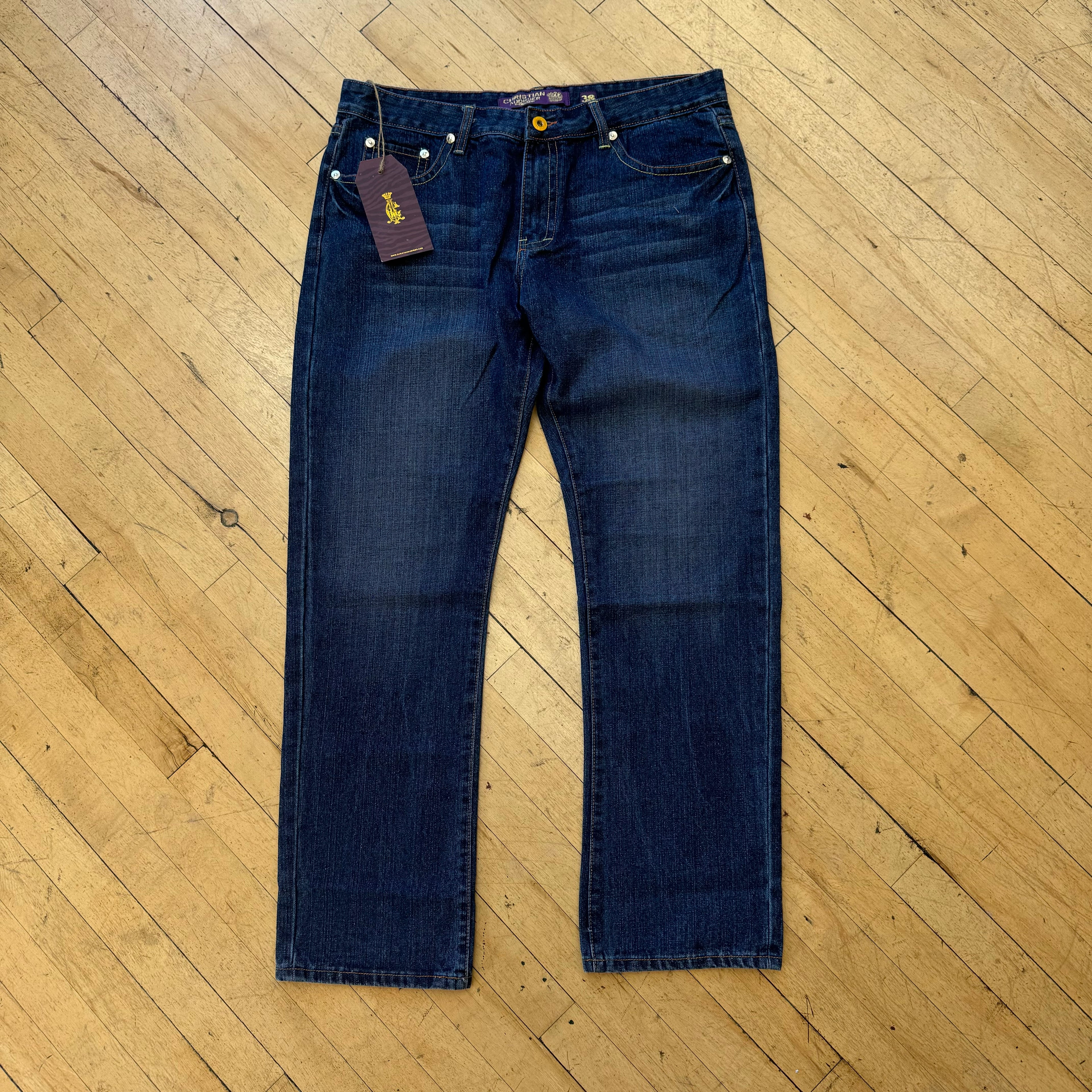 Y2K Christian Audigier Denim Jeans Embroidered panther Sz 38