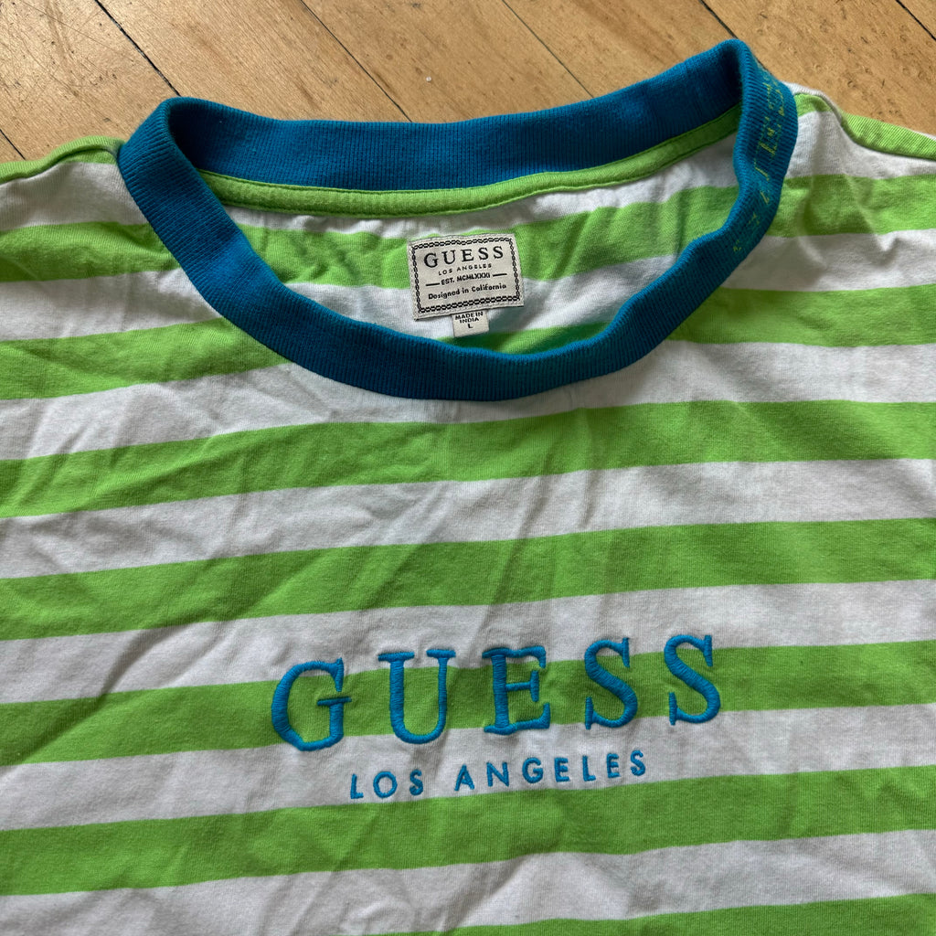 Y2K Guess Jeans Striped T-shirt Sz L