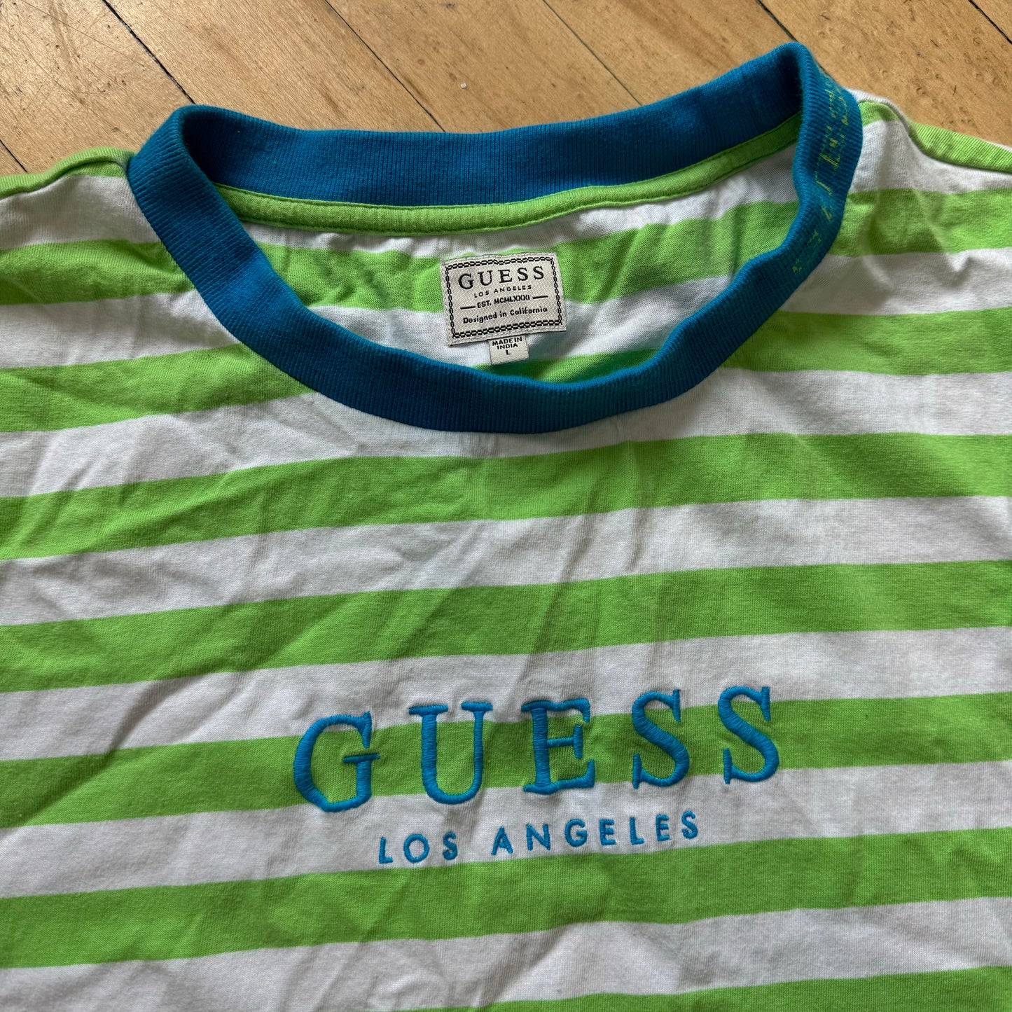 Y2K Guess Jeans Striped T-shirt Sz L