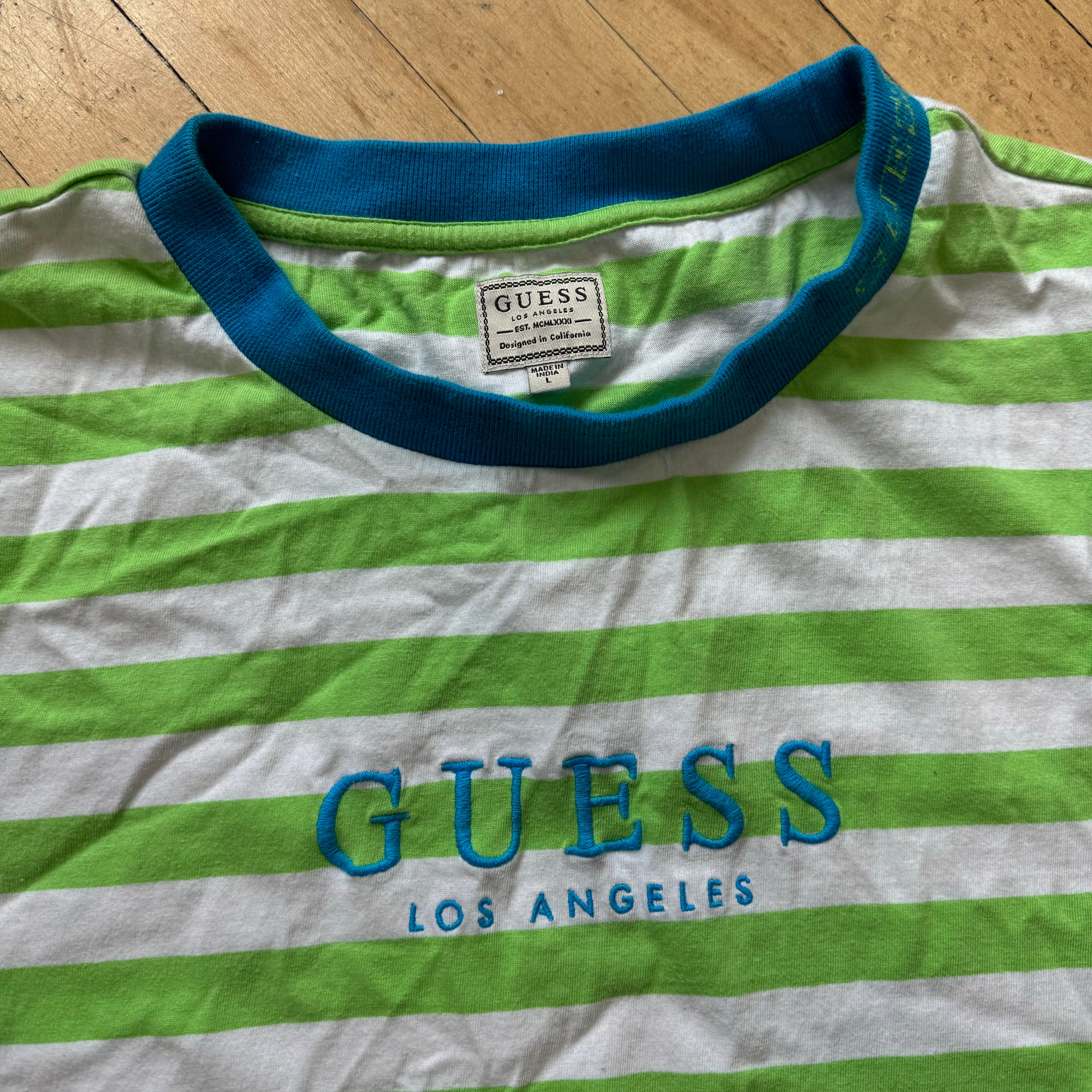 Y2K Guess Jeans Striped T-shirt Sz L
