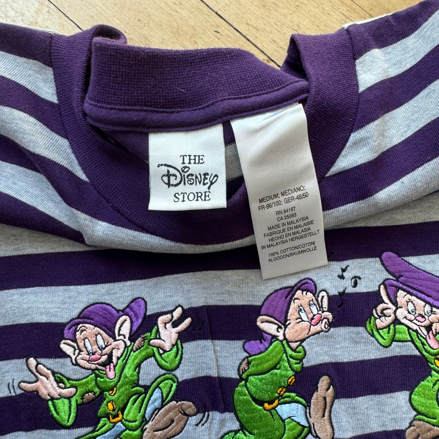 Vintage Dopey Striped Disney Long Sleeve T-shirt Sz L