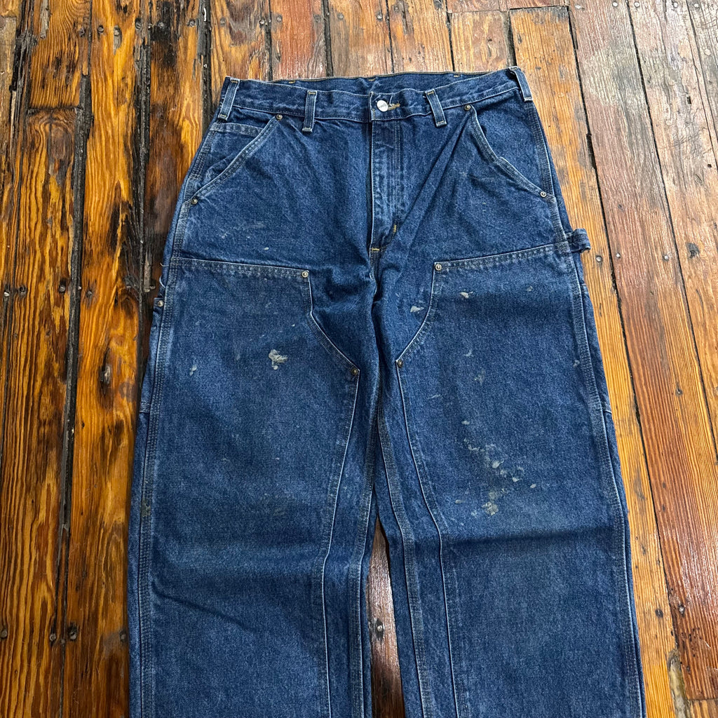 Vintage Carhartt Dark Wash Denim Double Knees Sz 33x34