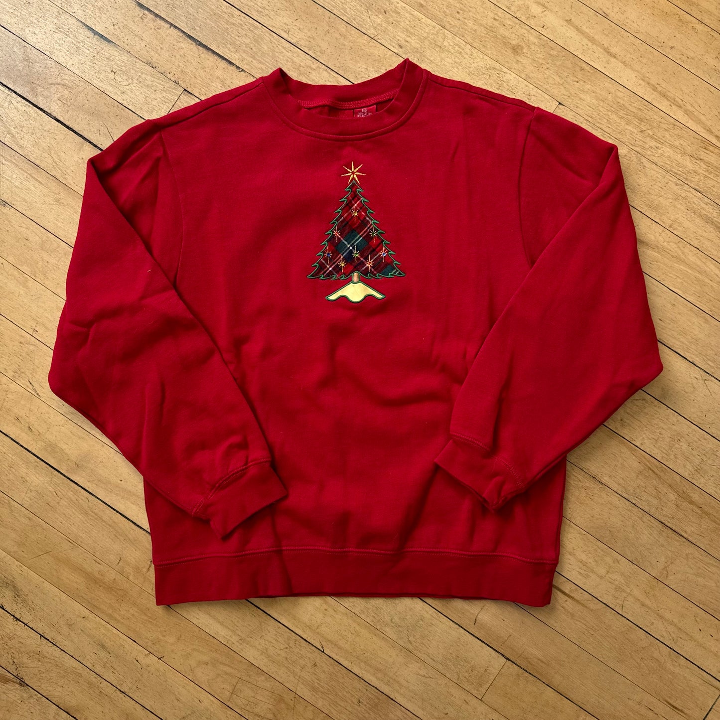 Vintage Christmas Tree Embroidered Crewneck Sz S