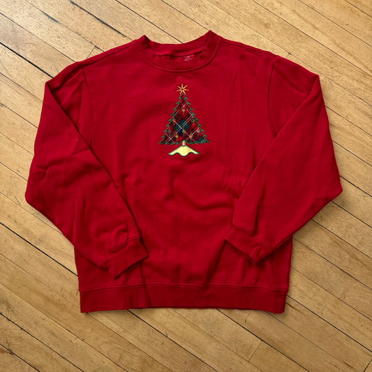 Vintage Christmas Tree Embroidered Crewneck Sz S