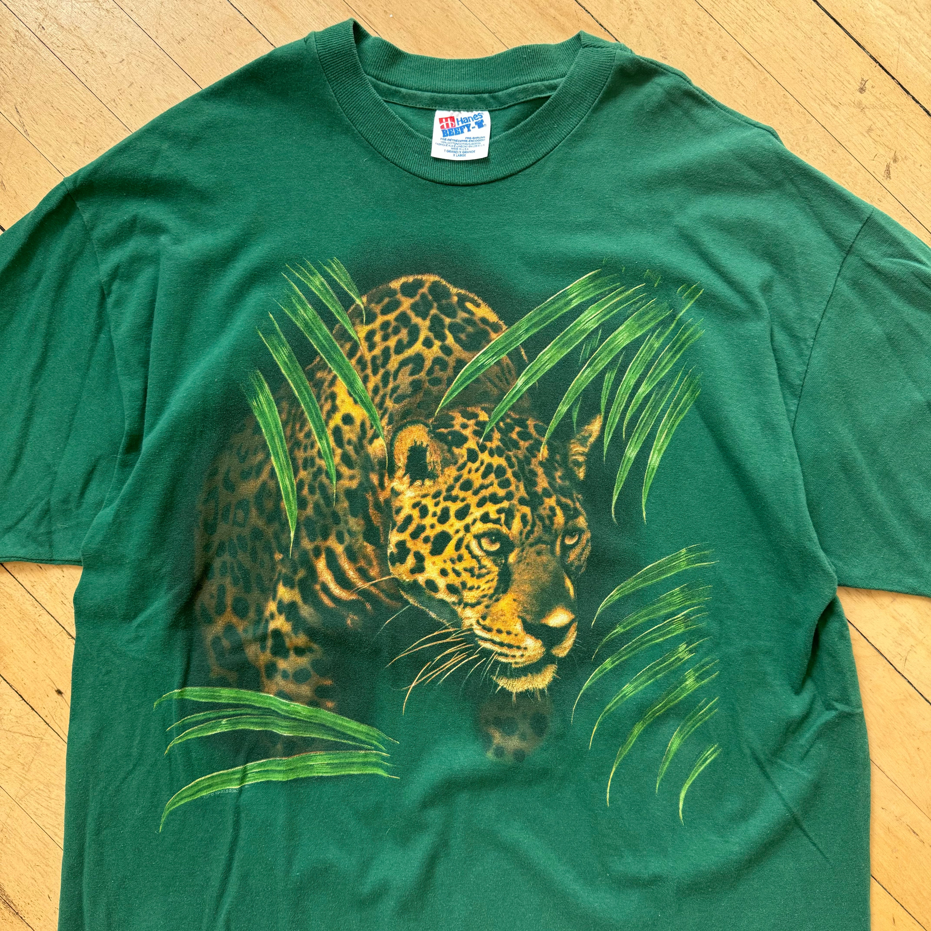 Vintage Jungle Cat Graphic T-shirt Sz XL