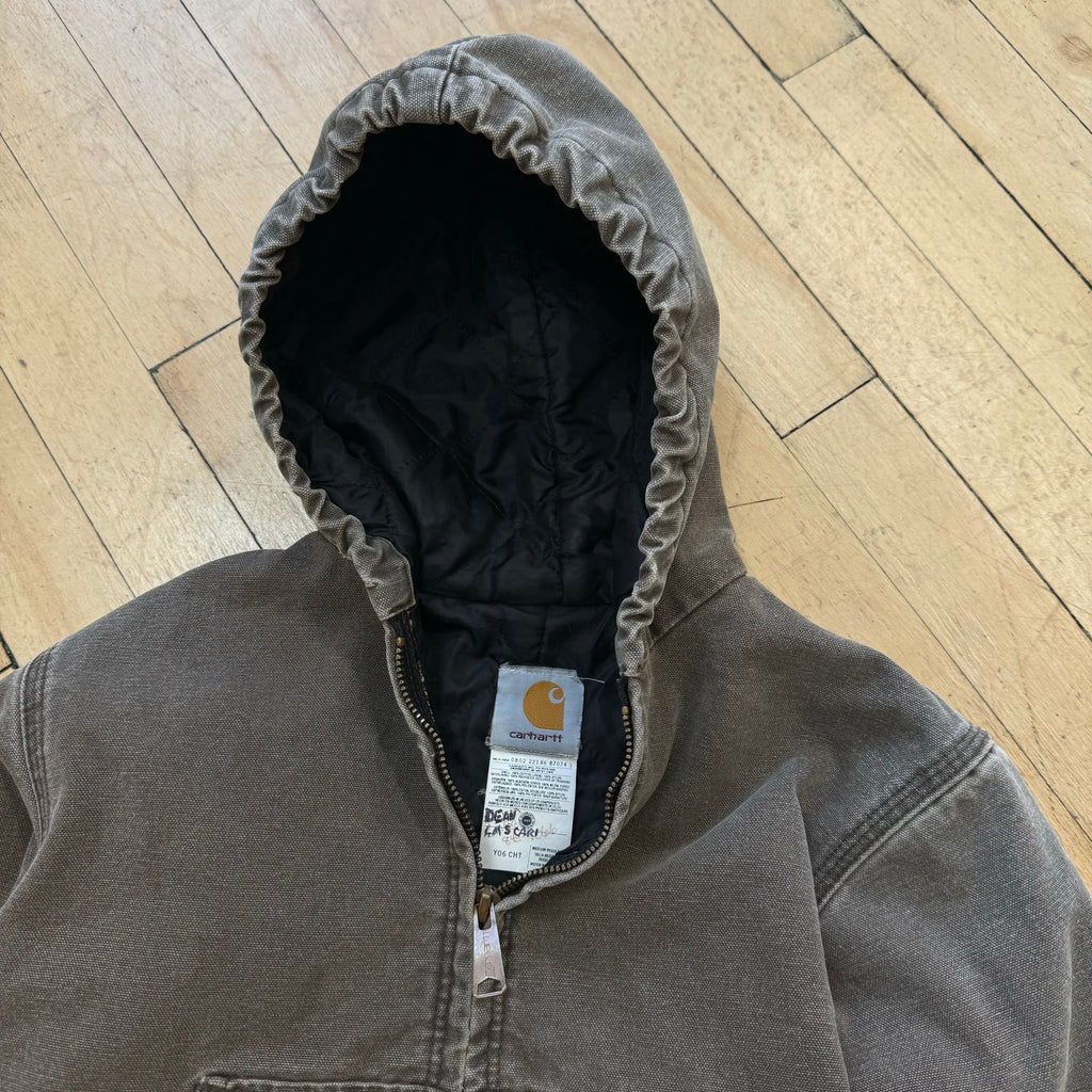 Vintage Faded Carhartt Hooded Jacket Sz YTH M