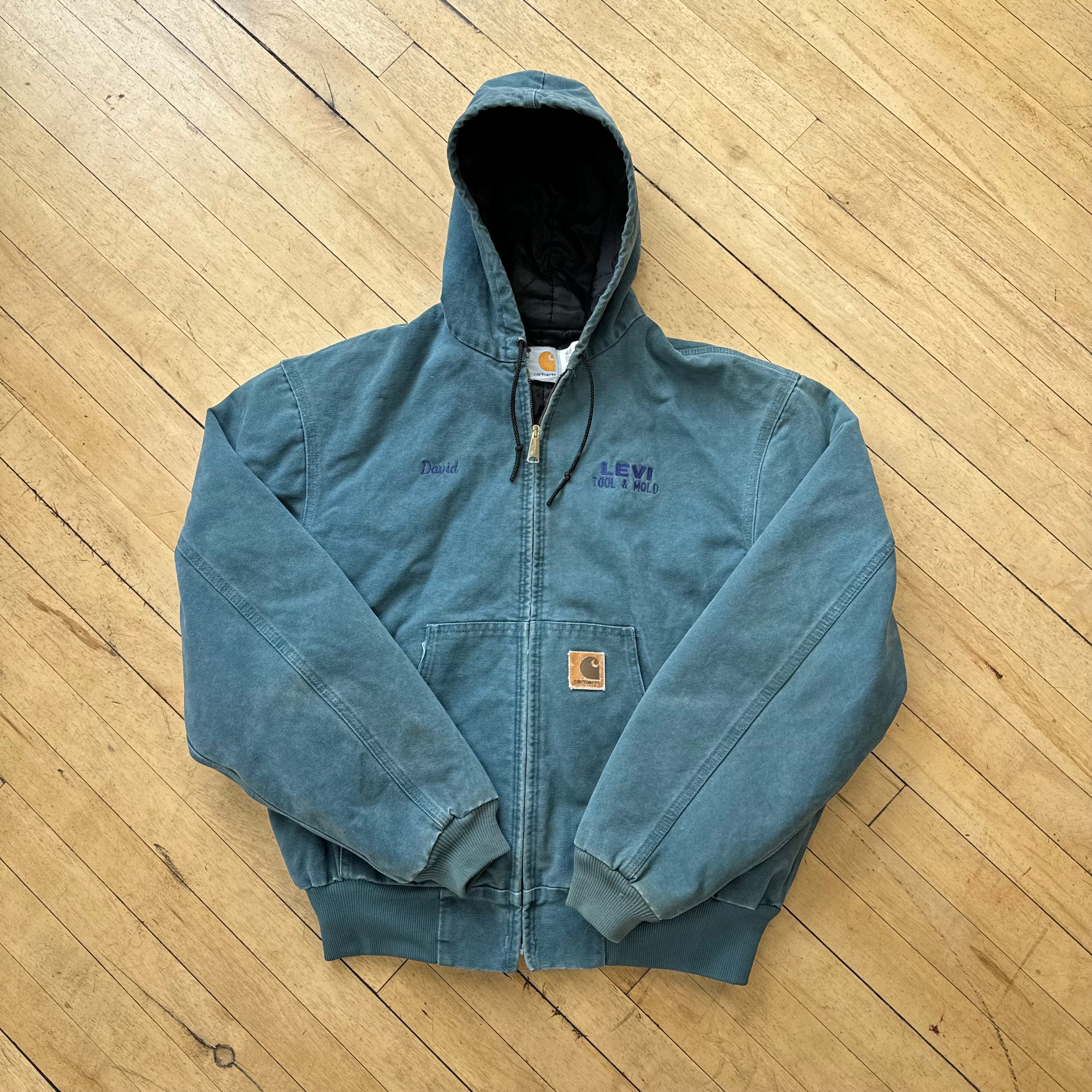 Vintage Carhartt Arctic Blue Hooded Jacket Sz L