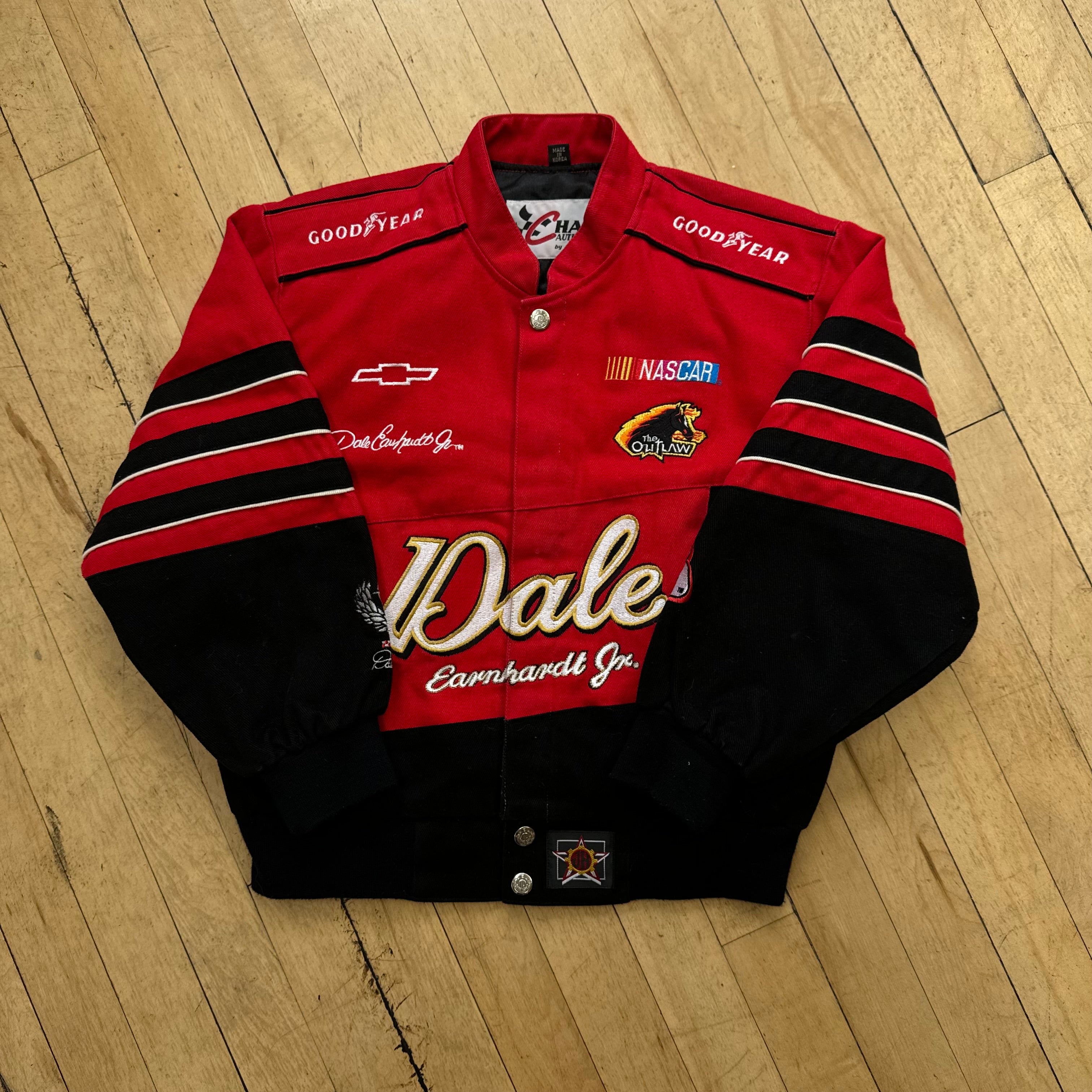Vintage Nascar Jeff Hamilton Dale Jr. Goodyear Jacket Sz YTH M