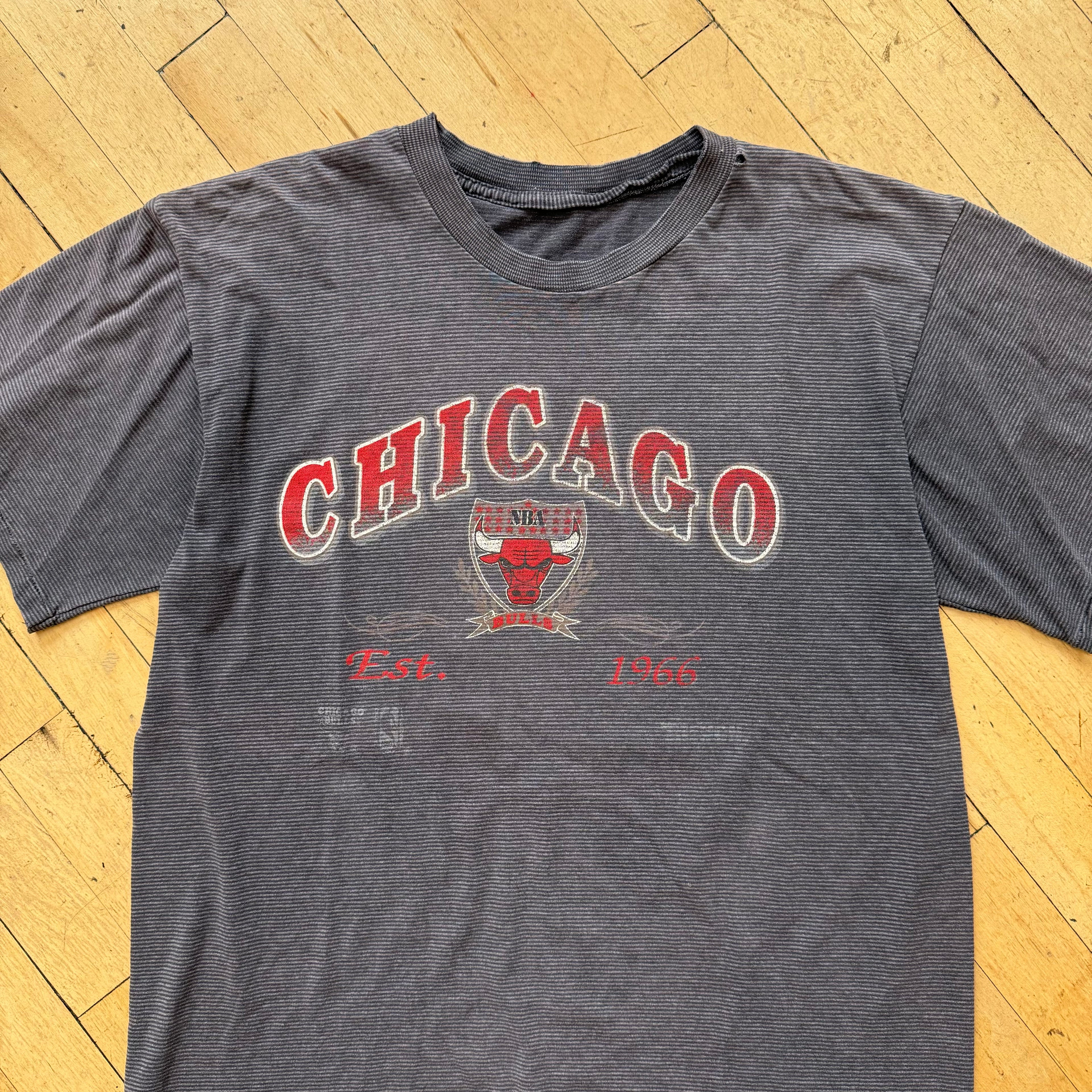 Vintage Chicago Bulls striped T-shirt Sz L