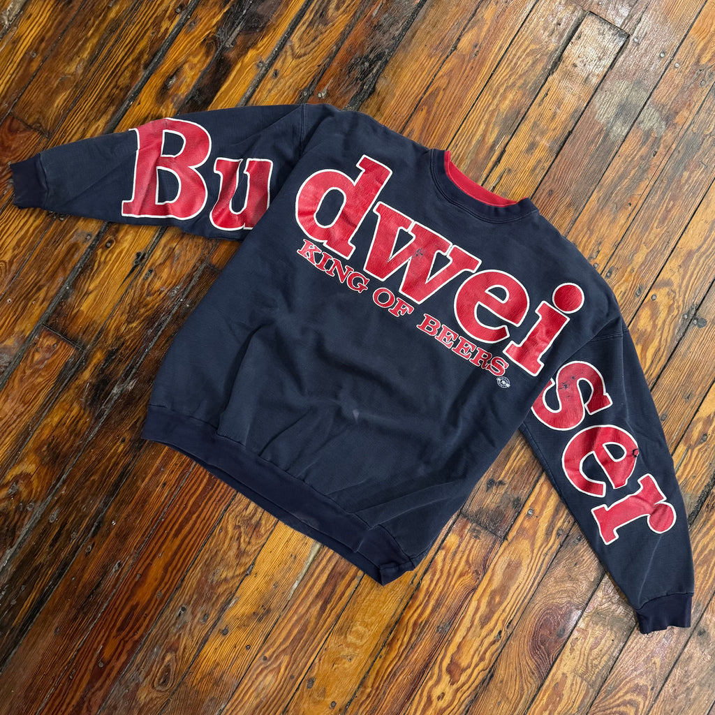Vintage Budweiser King of Beers Double Neck Crewneck Sz XL