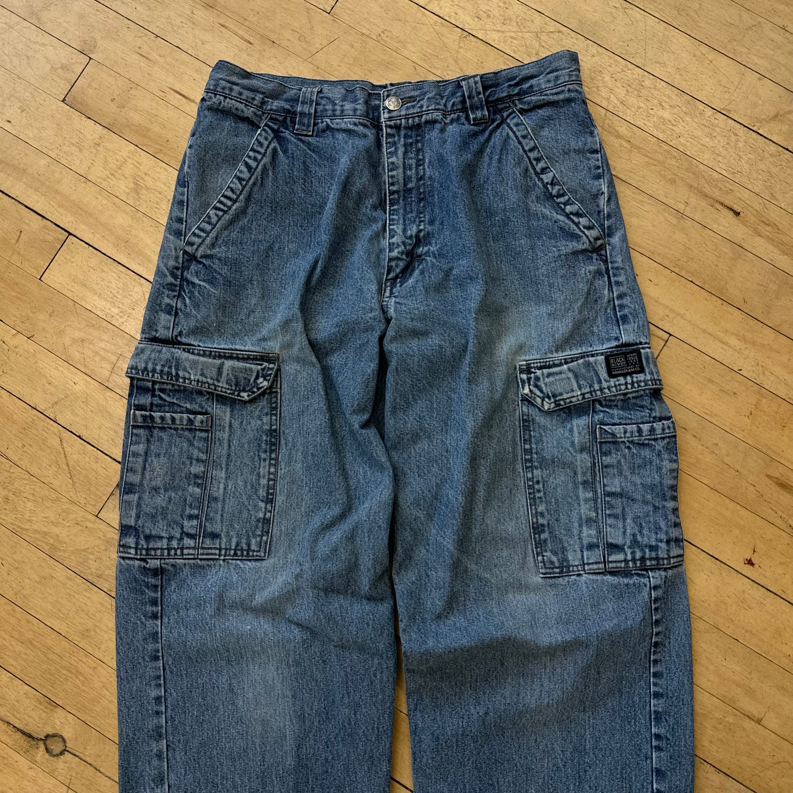 Vintage Wrangler Cargo Denim Jeans Sz 32x32