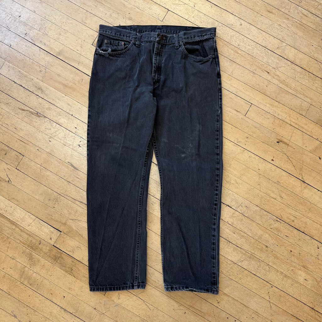 Vintage Faded BLK Wrangler Denim Jeans Sz 38x30