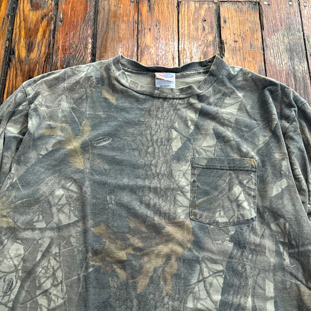 Vintage Camo Long Sleeve Pocket T-shirt Sz L