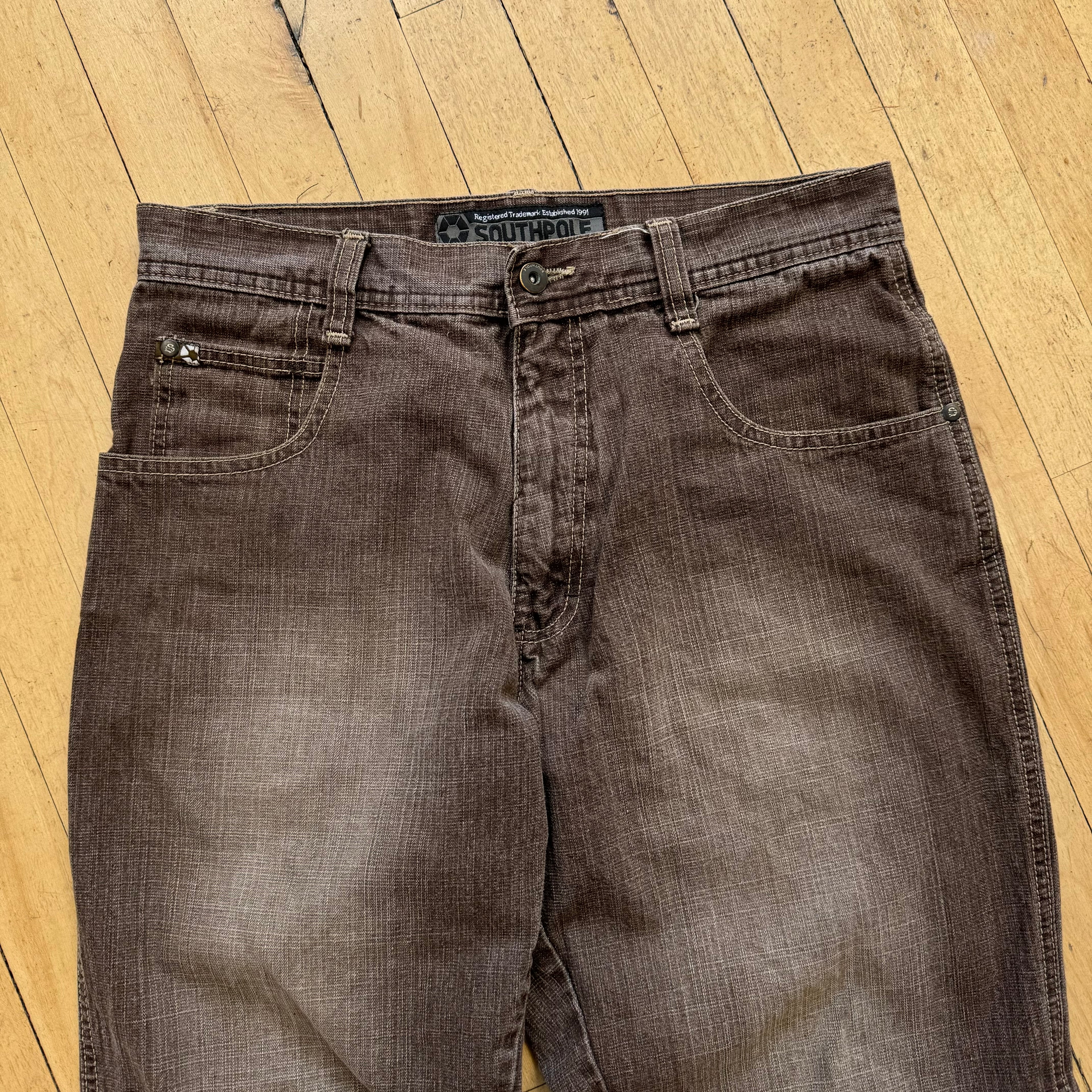 Vintage Y2K Faded Browm SouthPole Denim Jeans Sz 32