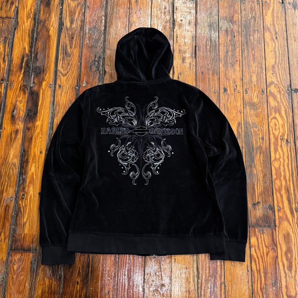 Y2K Velvet Bedazzled Harley Davidson Jacket Sz M