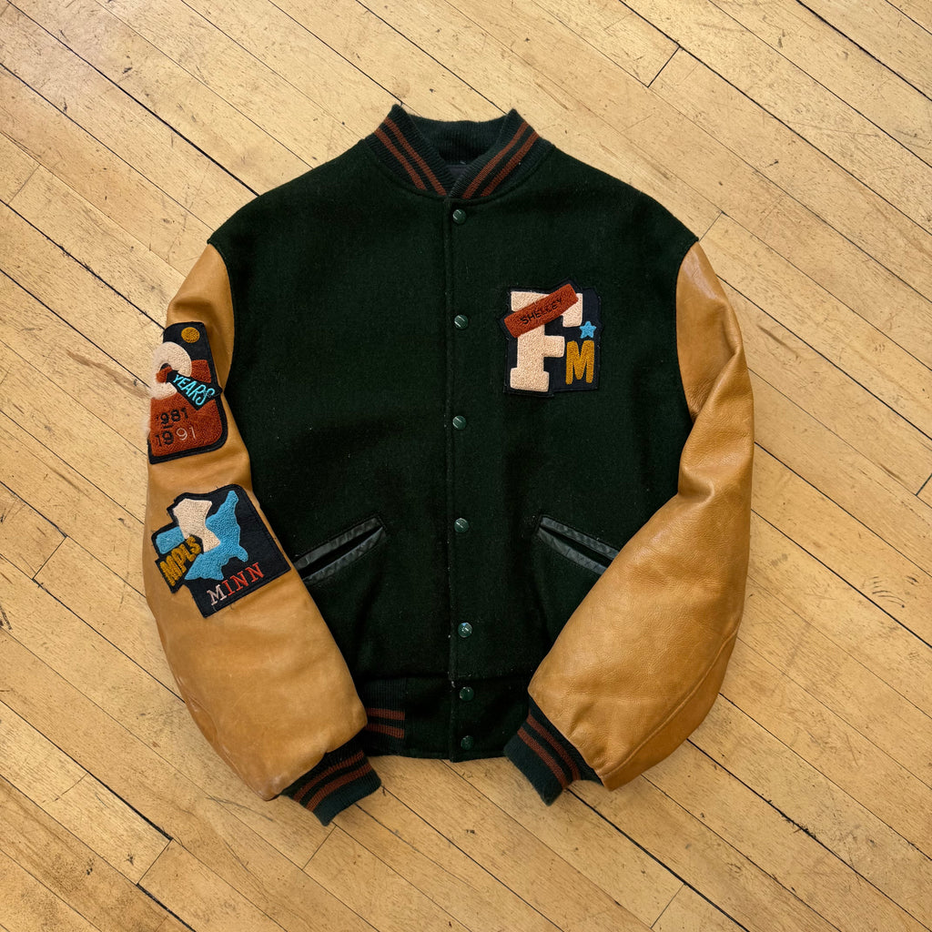 Vintage MSP Varsity Patch Bomber Jacket Sz L