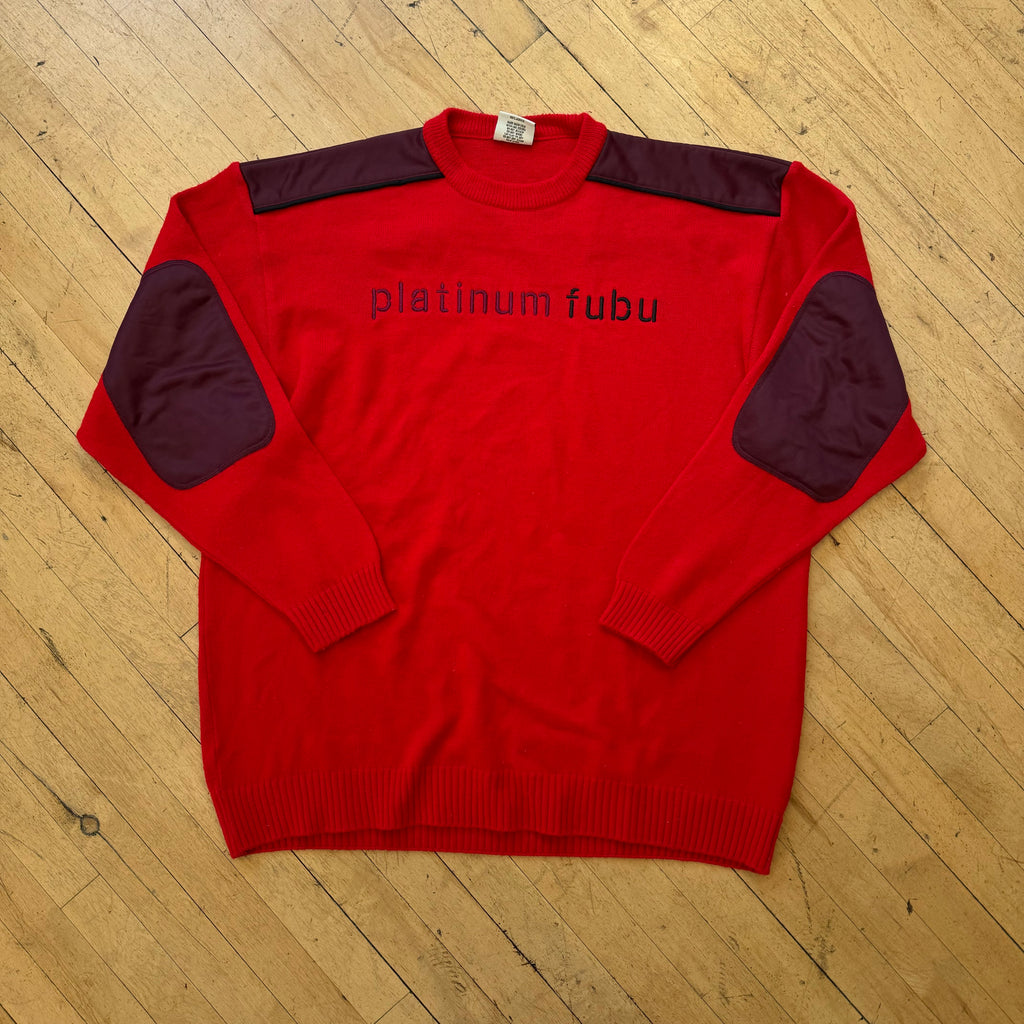 Y2K Platinum Fubu Sweater CrewNeck Sz XXL