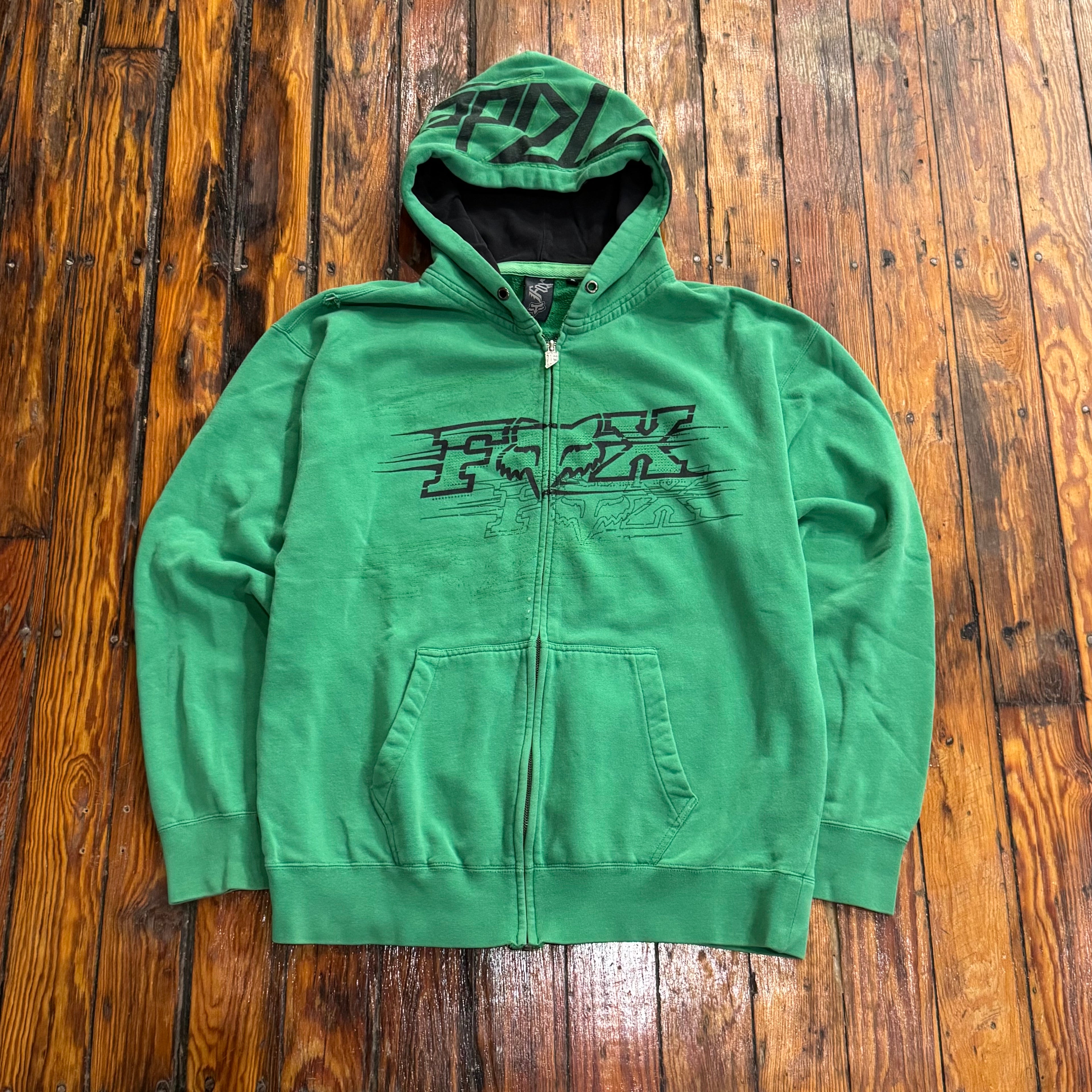 Y2K Fox Zip-Up Hoodie Sz XL