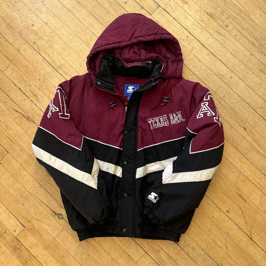 Vintage Texas A & M Starter Puffer Jacket Sz L