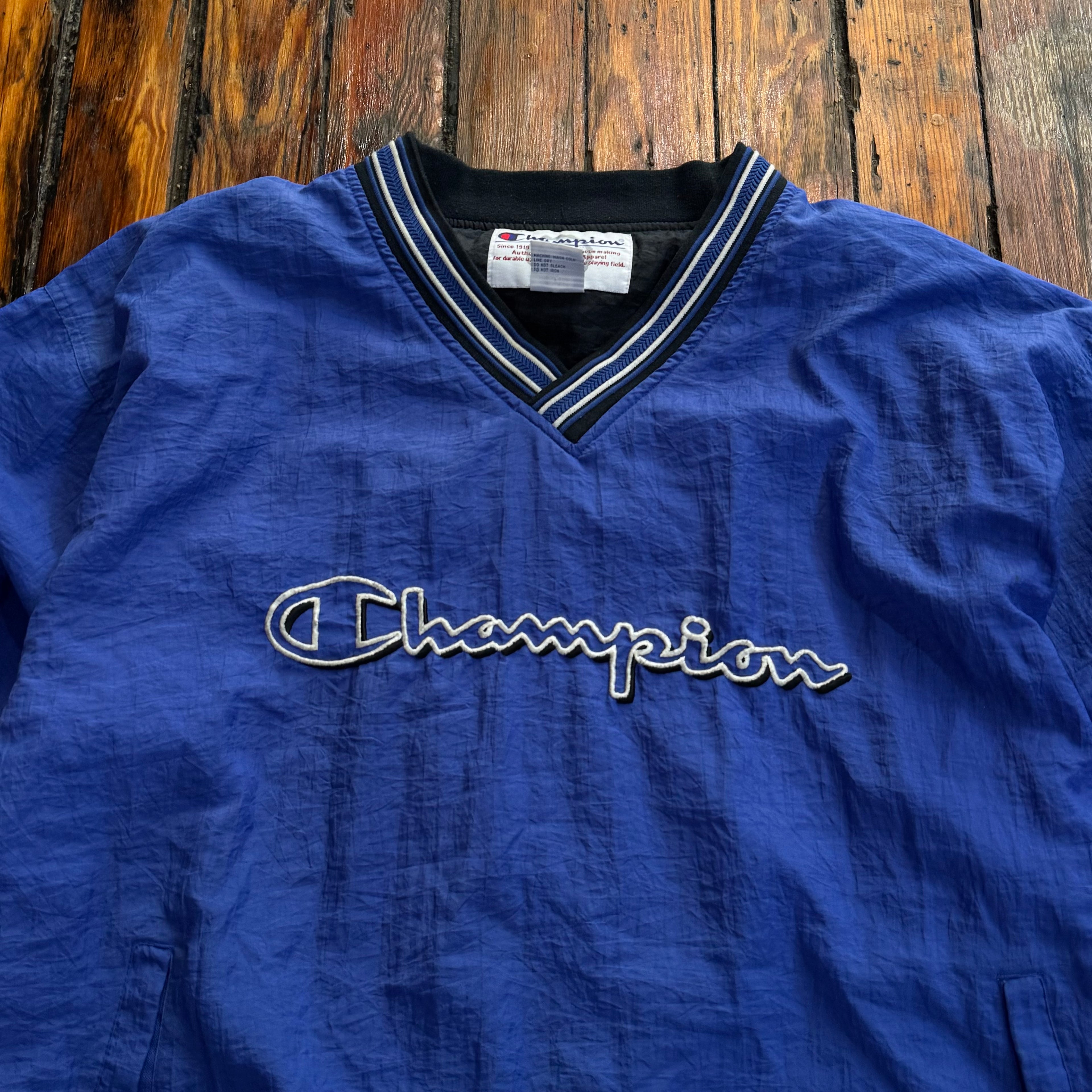 Vintage Champion SpellOut Pullover Jacket Sz XL