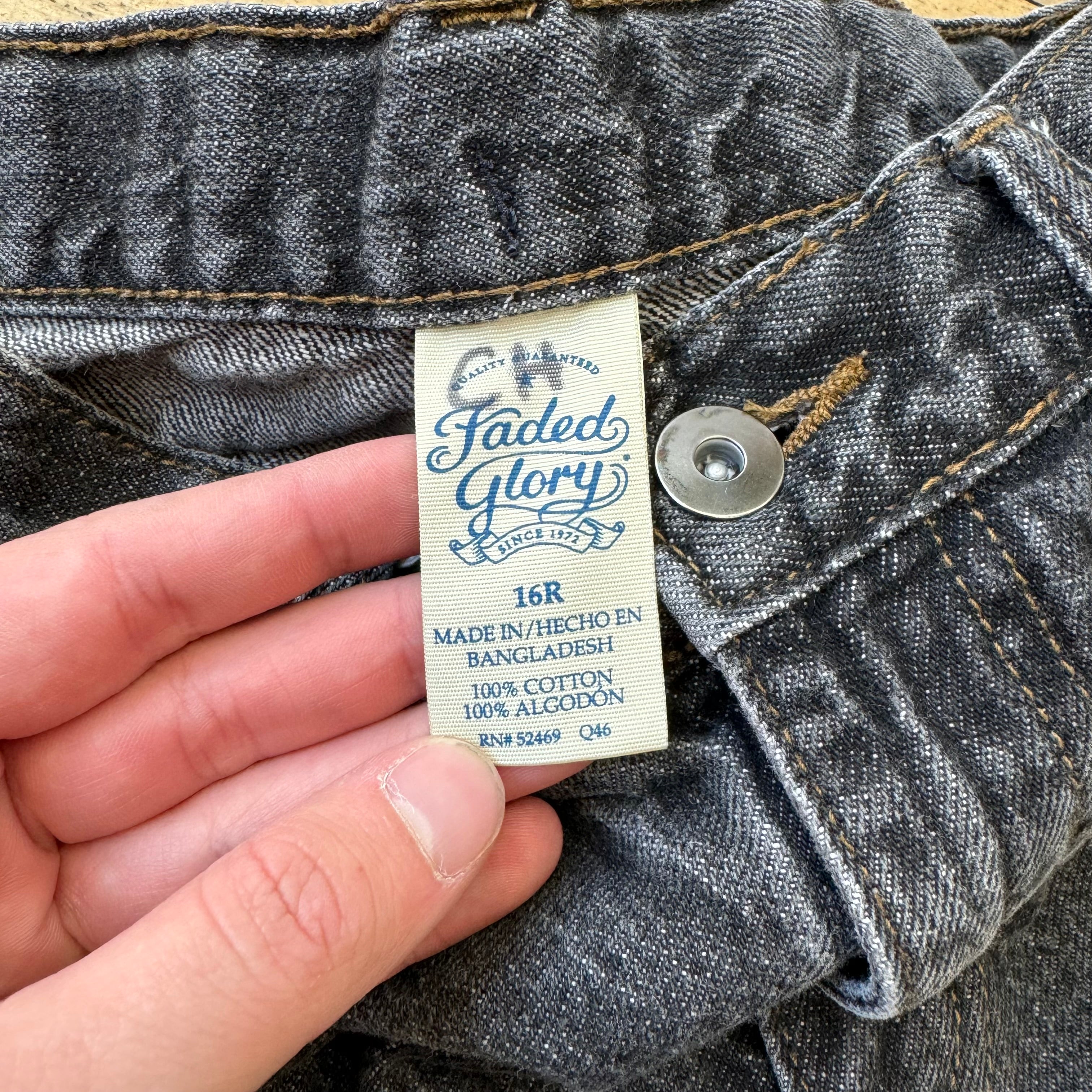 Y2K Black Wash Denim Jeans Sz 16