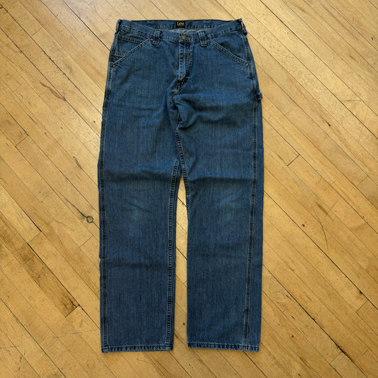 Vintage Lee Cargo Dark Wash Denim Jeans Sz 34x34