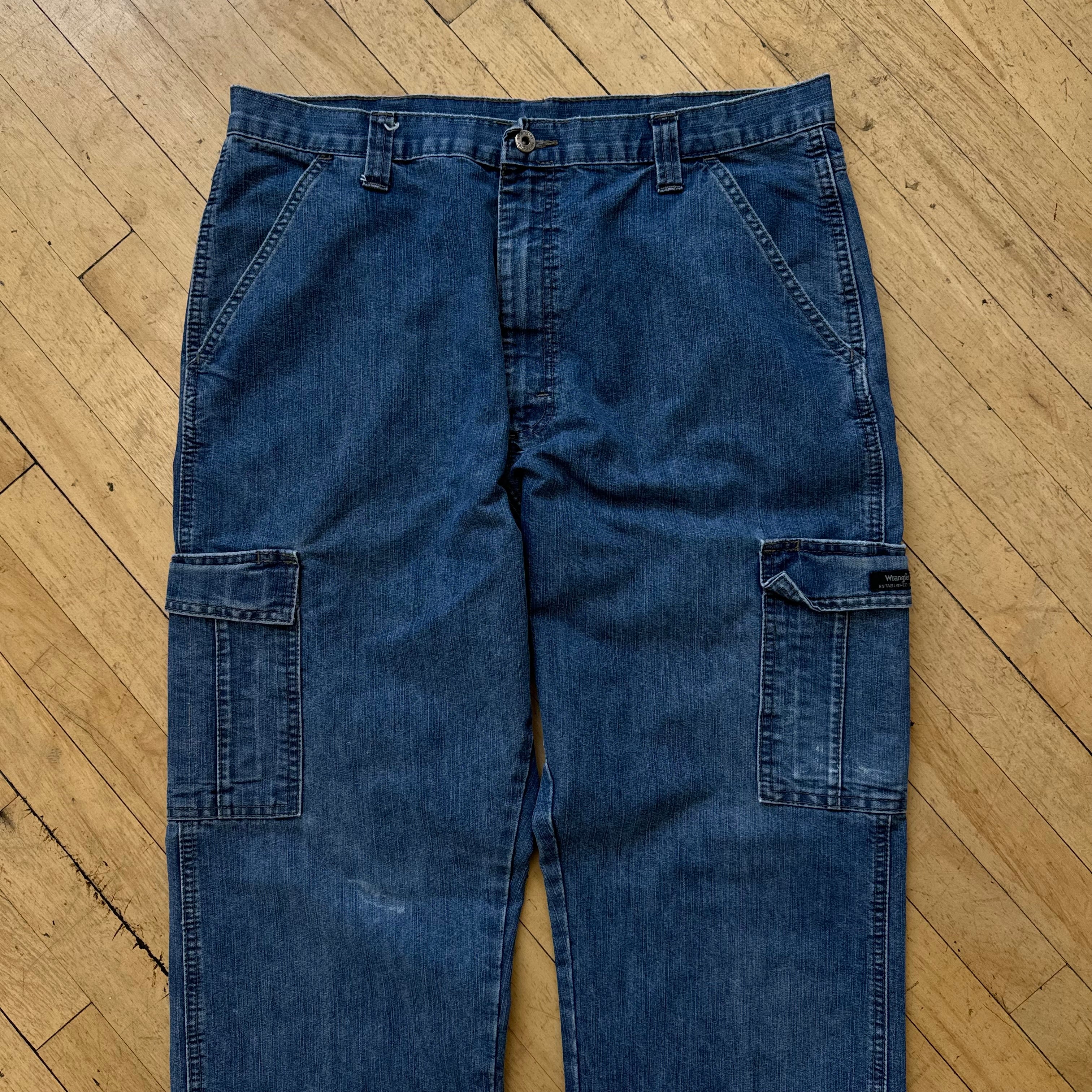 Vintage Wrangler Cargo Denim Jeans Sz 36x34