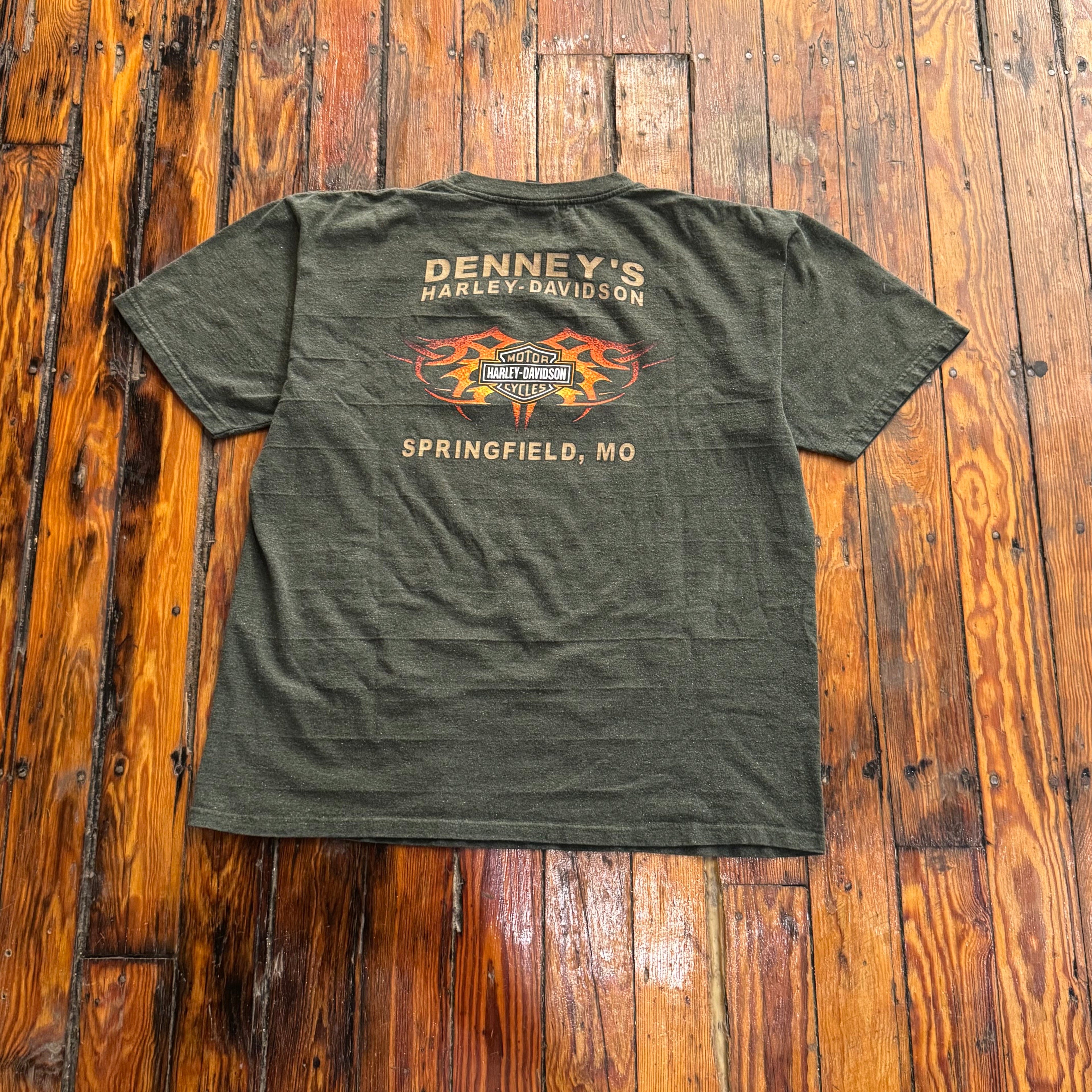 Vintage Olive Harley Davidson Genuine Quality T-shirt Sz XL