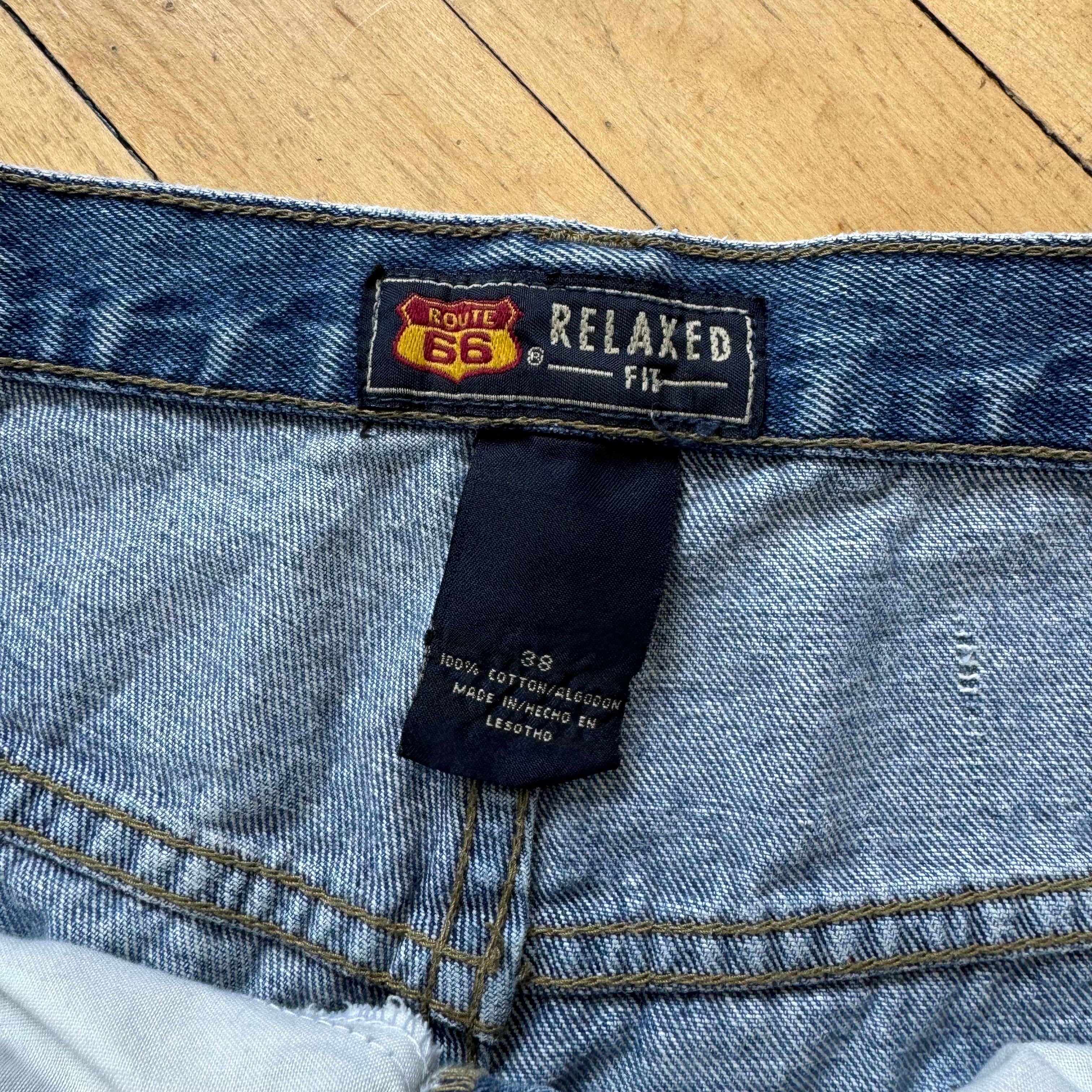 Vintage Route 66 Denim Jean Shorts Sz 38