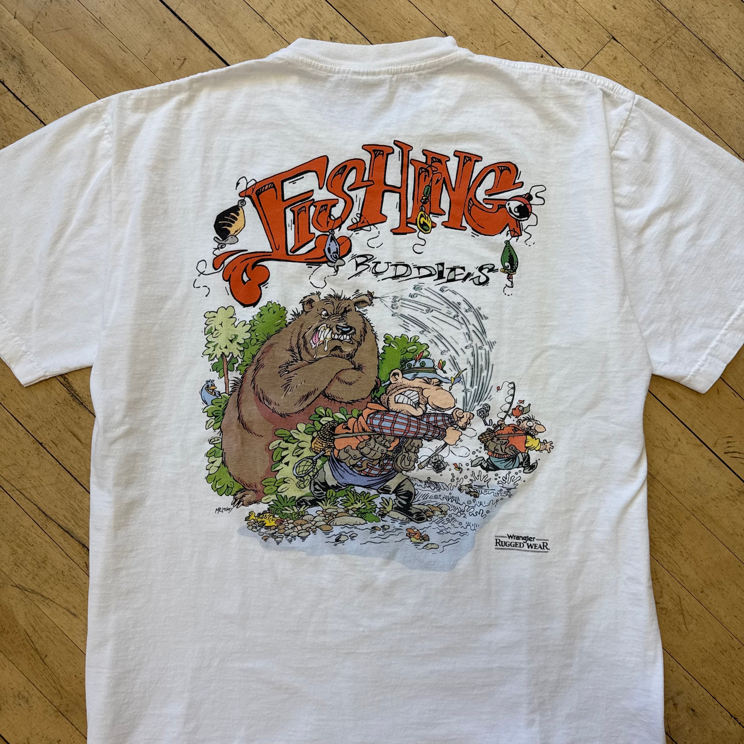 Vintage Wrangler Rugged Wear Fishing Buddies T-shirt Sz XL