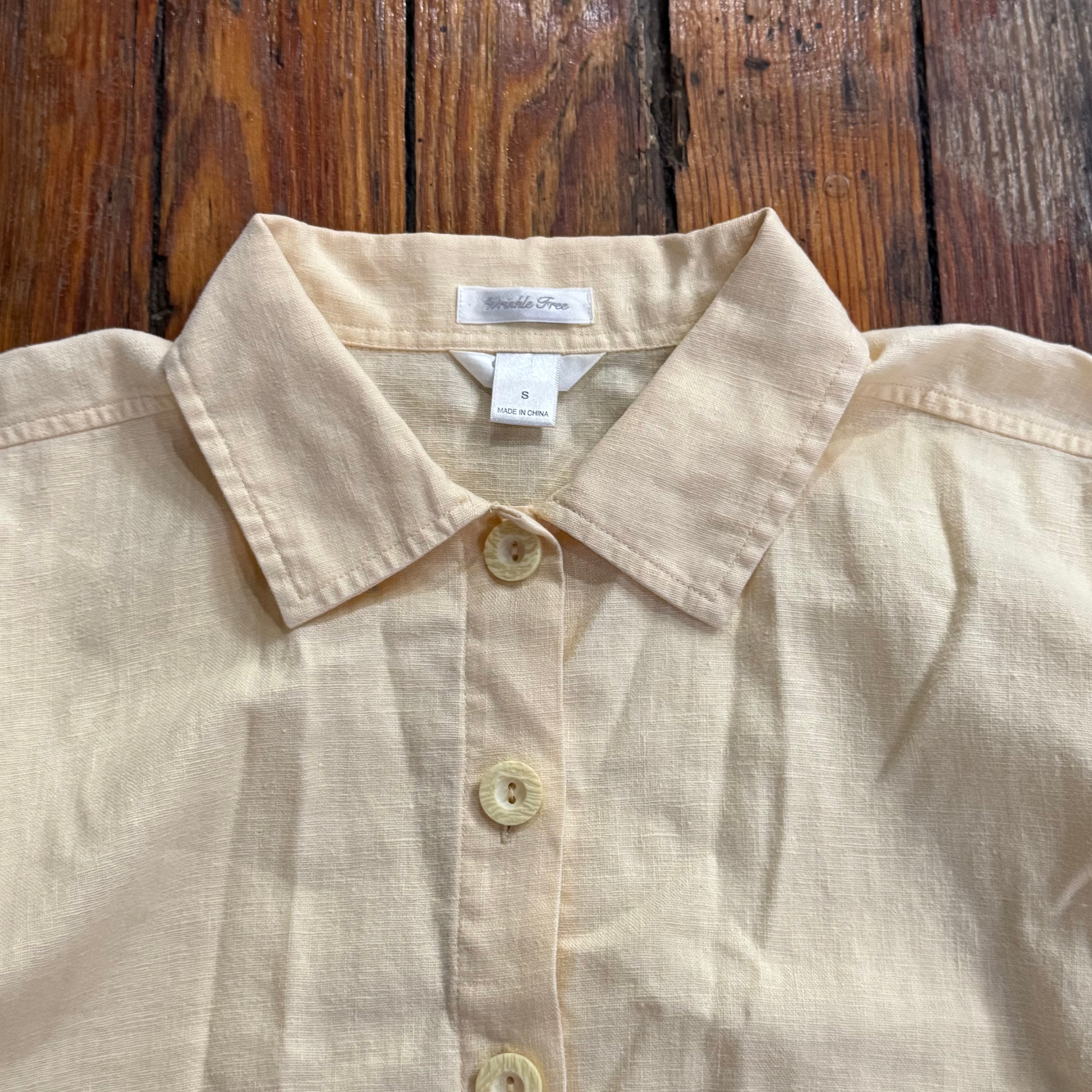 Y2K Yellow Button Up Top Sz S