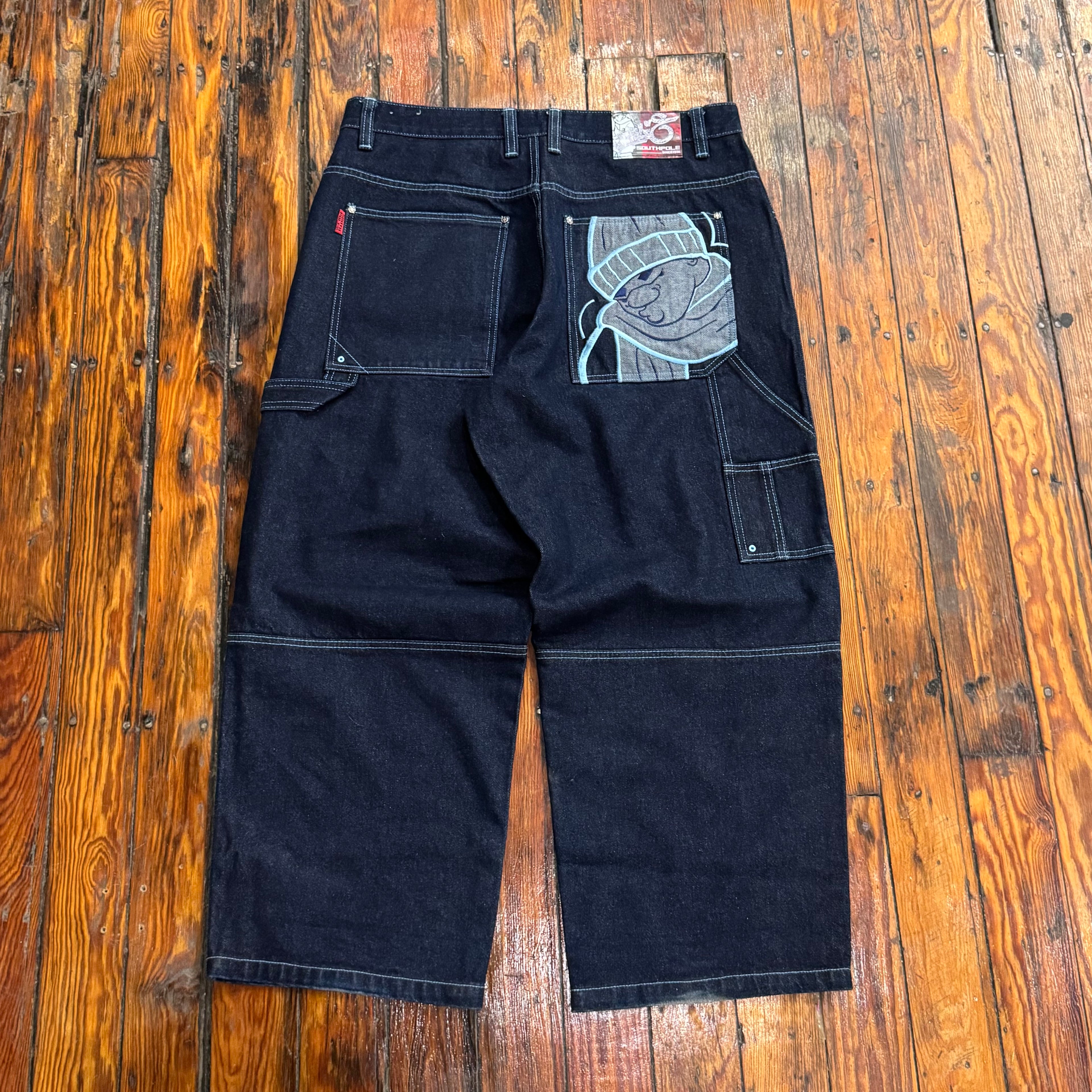 Y2K SouthPole B-Boy Embroidered Denim Jeans Sz 38