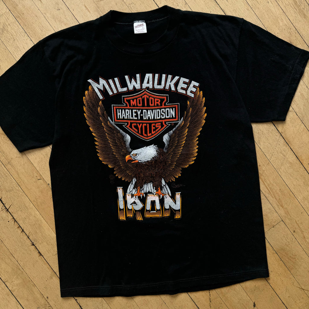 Vintage 80’s Harley Davidson Iron 3D Emblem T-shirt Sz L