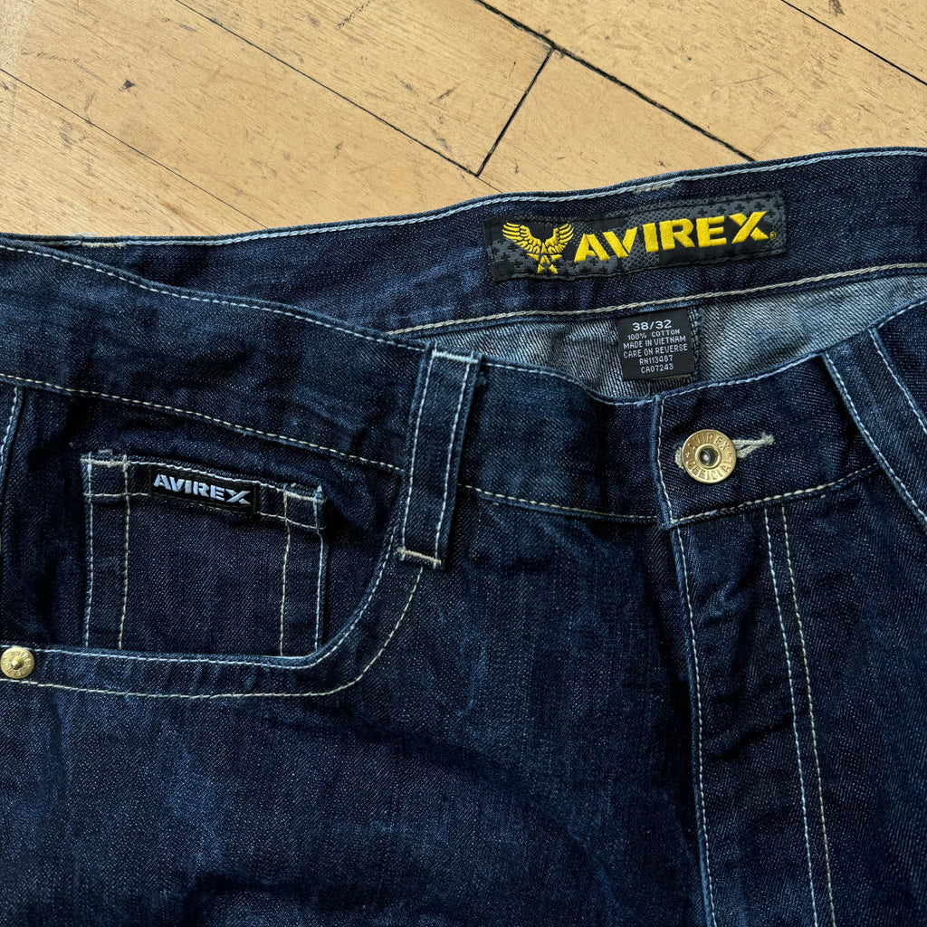 Y2K Avirex 75th Anniversary Patch Denim Jeans Sz 38x32