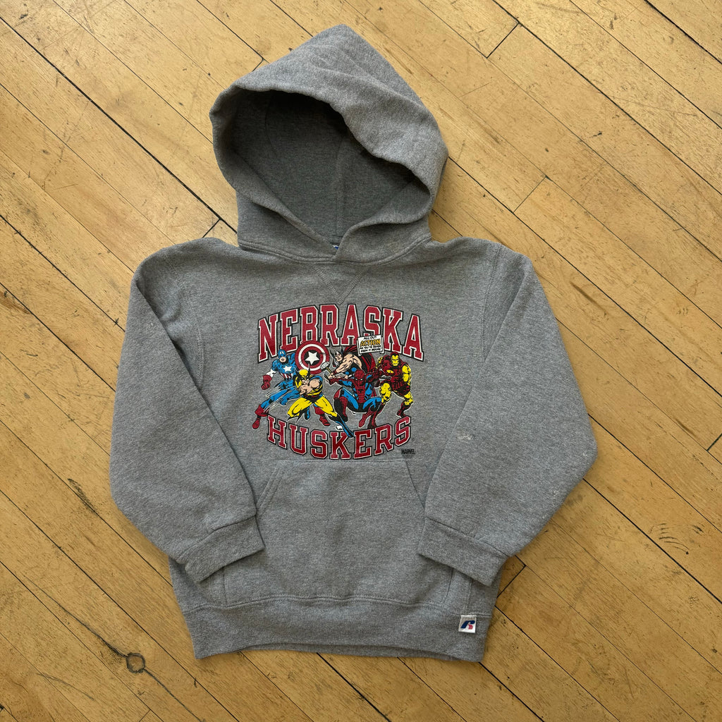 Vintage Russell Nebraska Marvel Hoodie Sz 7/8