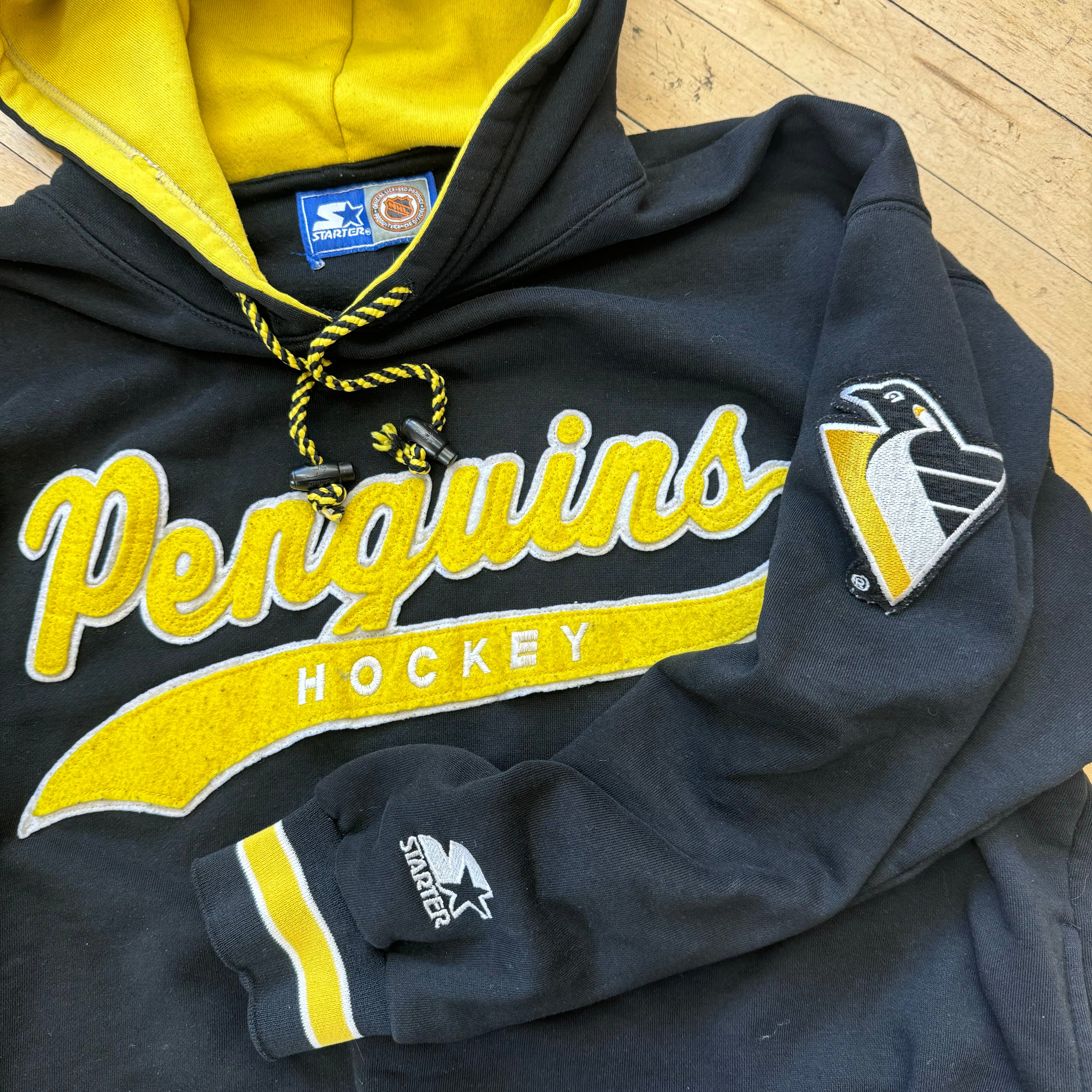 Vintage Starter NHL Penguins Hockey Hoodie Sz L