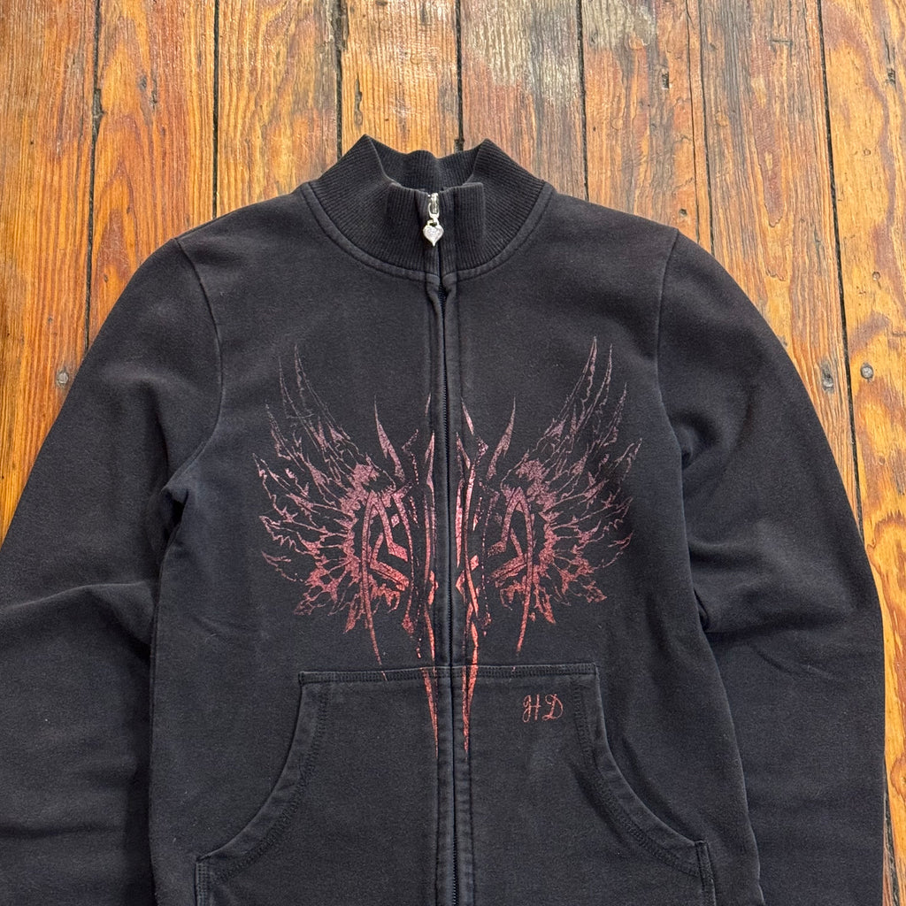 Y2K Harley Davidson Heart Zip-Up Jacket Sz S
