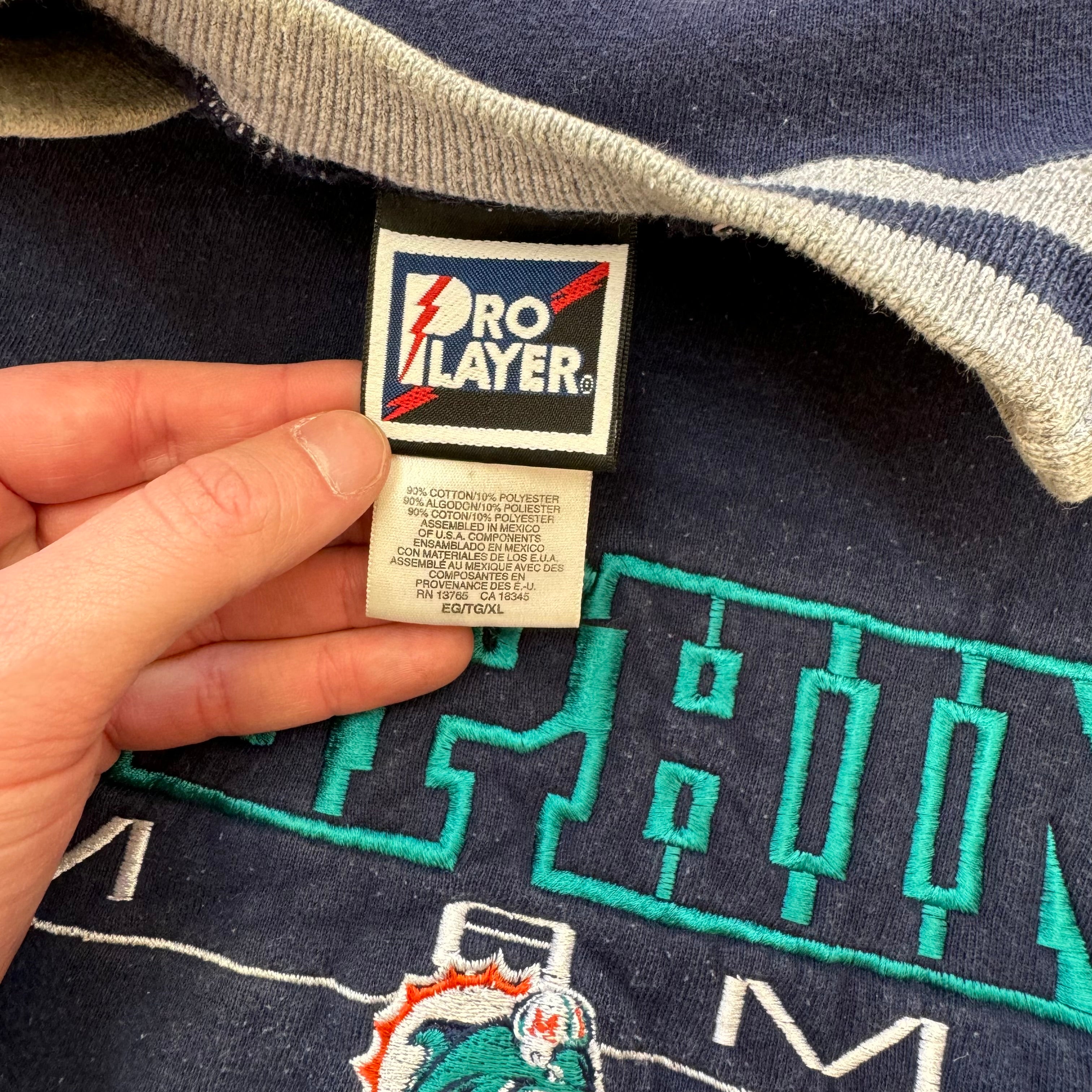Vintage ProPlayer Miami Dolphins SpellOut CrewNeck Sz XL