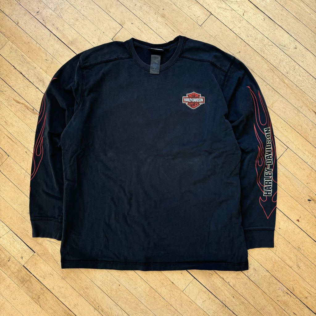 Vintage Harley Davidson Flame Long Sleeve T-shirt Sz XXL