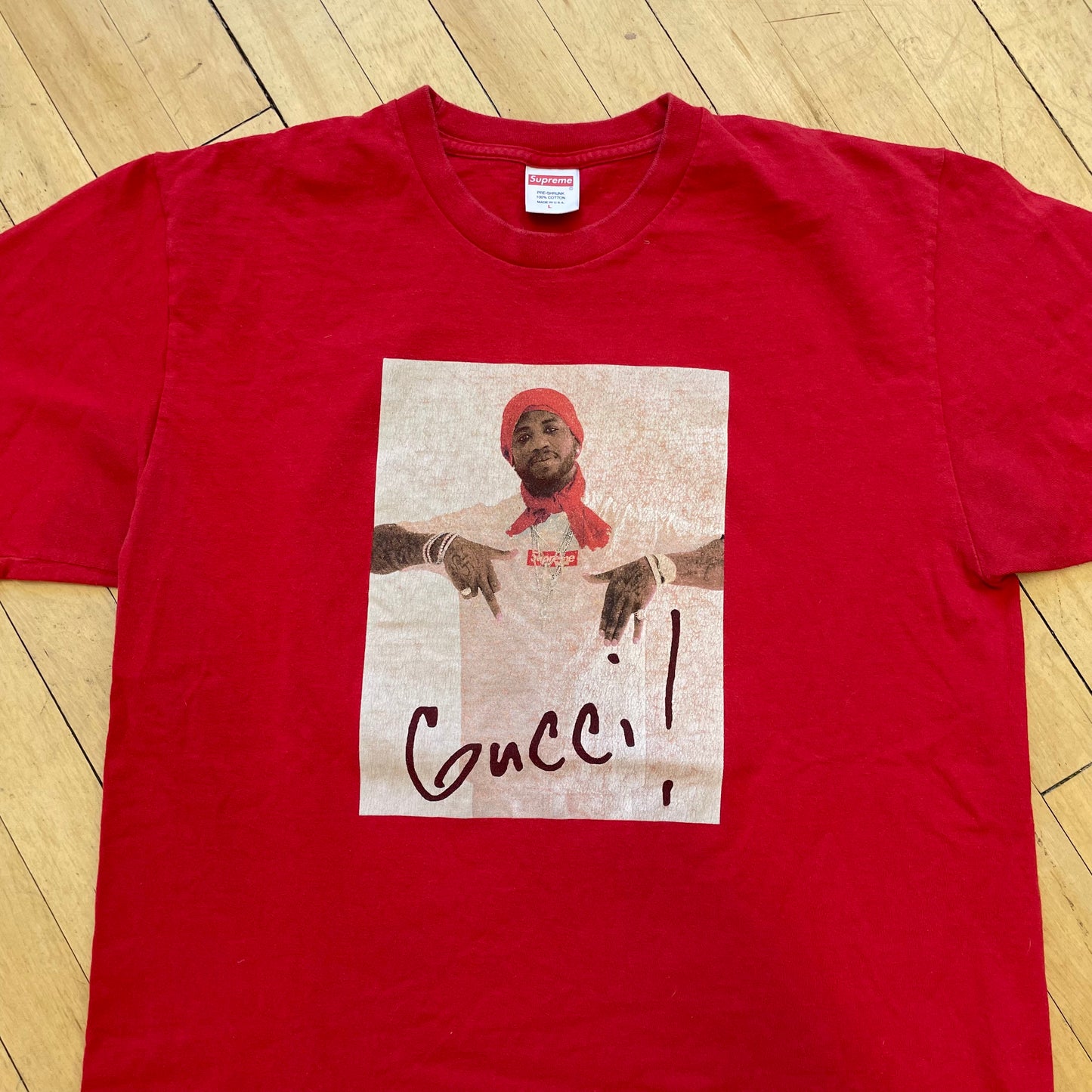 2016 Supreme Gucci Mane Red T-shirt Sz L