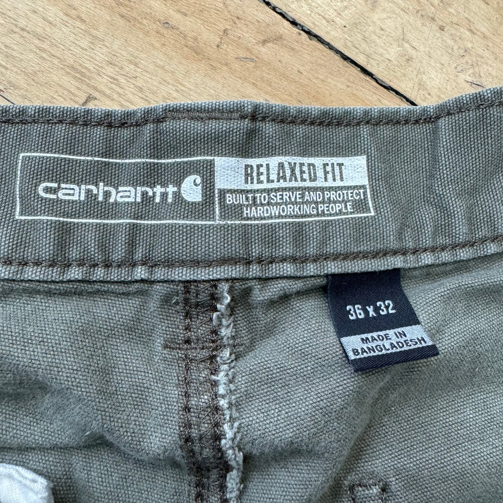 Y2K Olive Carhartt Kahki Double Knee Sz 36x32