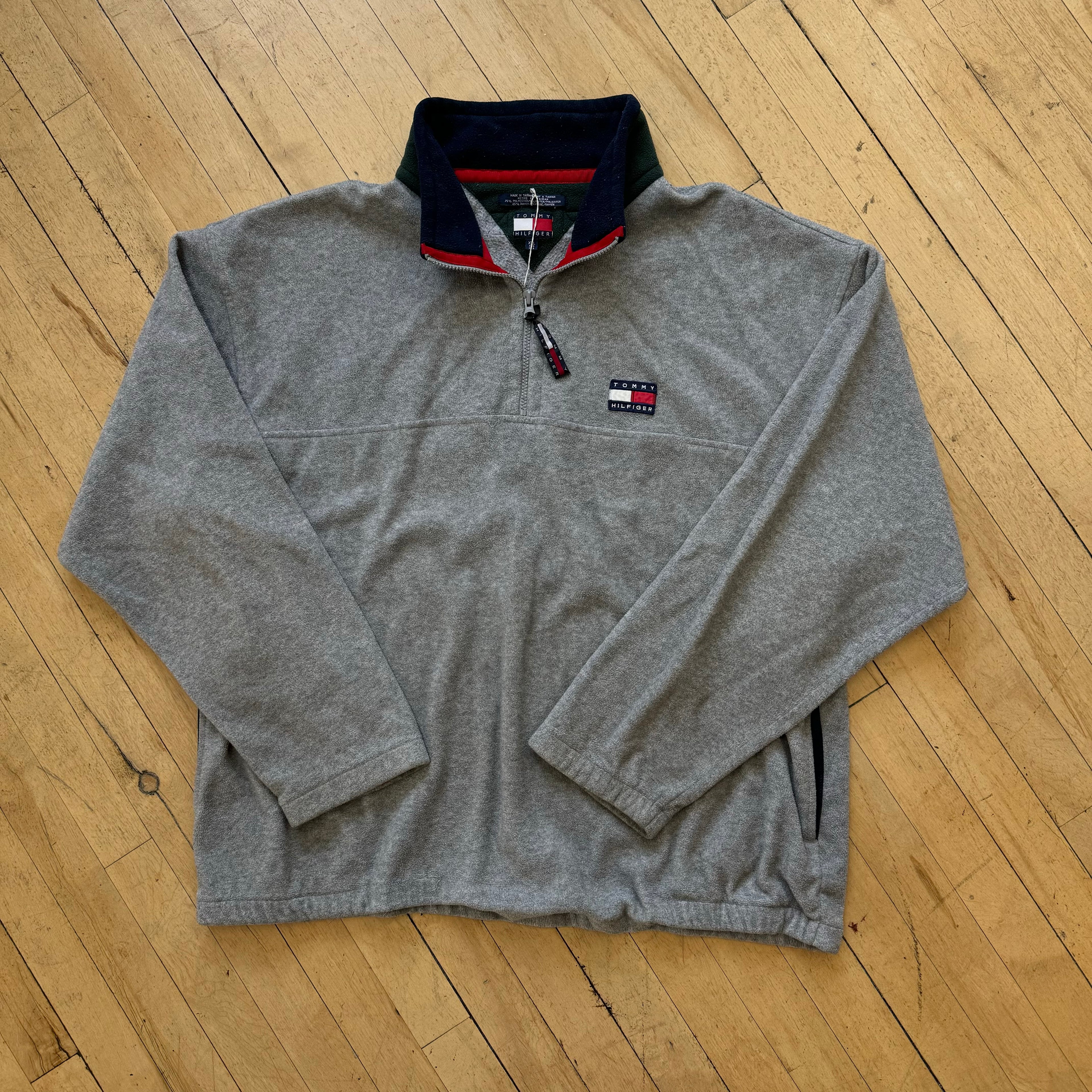 Vintage Tommy Hilfiger Quarter Zip Fleece Jacket Sz XXL