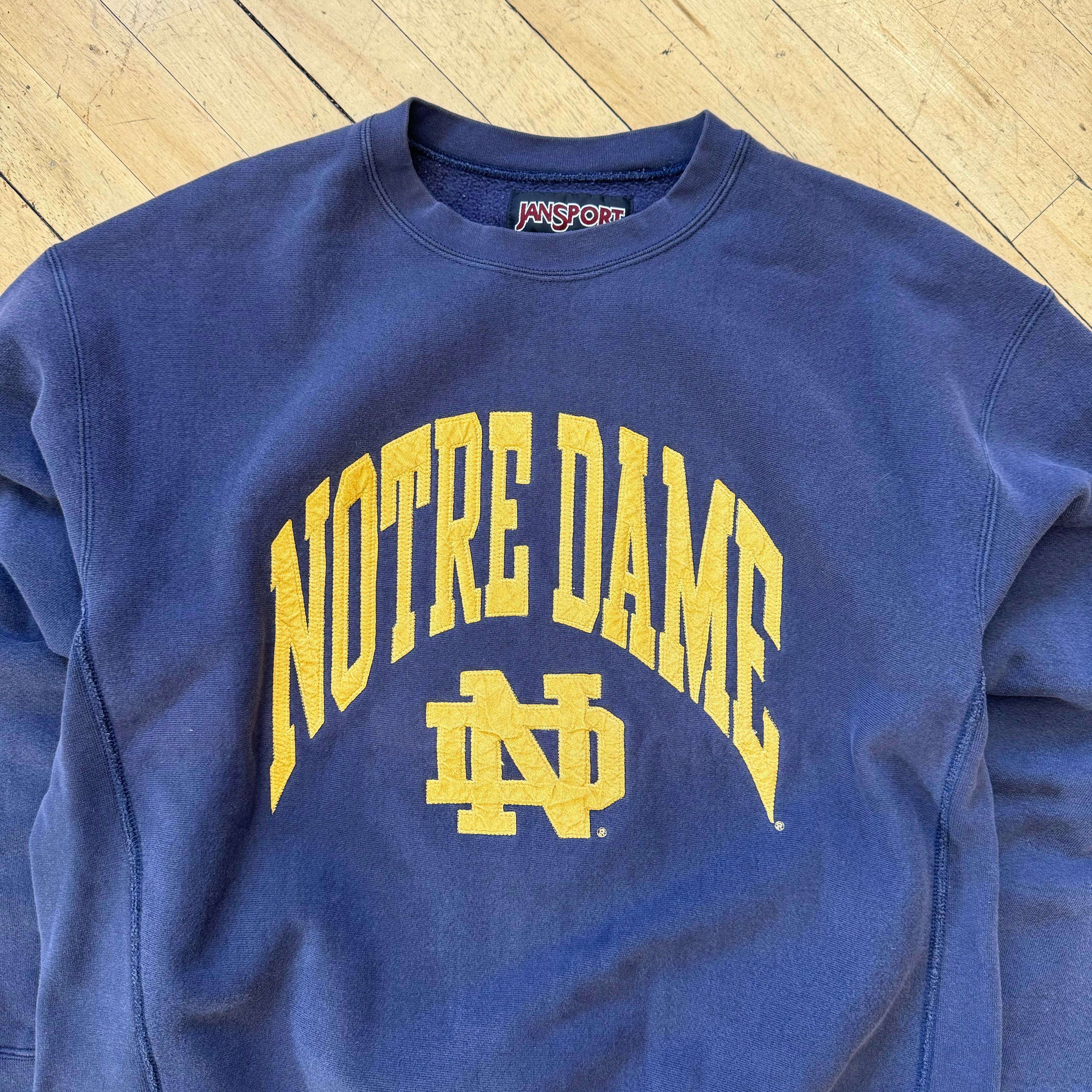 Vintage JanSport Notre Dame SpellOut CrewNeck Sz XL