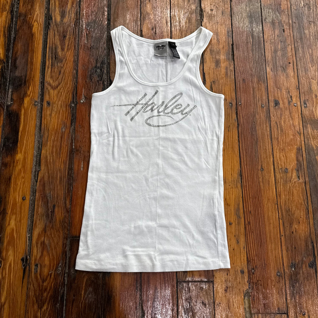 Vintage Harley Bedazzled SpellOut Tank Top Sz M