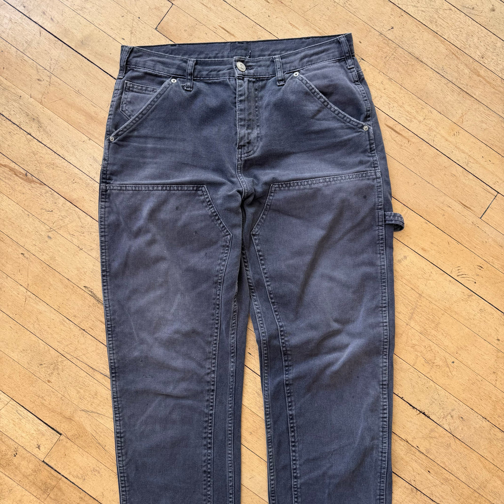 Y2K Faded Black Double Knee Denim Jeans Sz 32x32