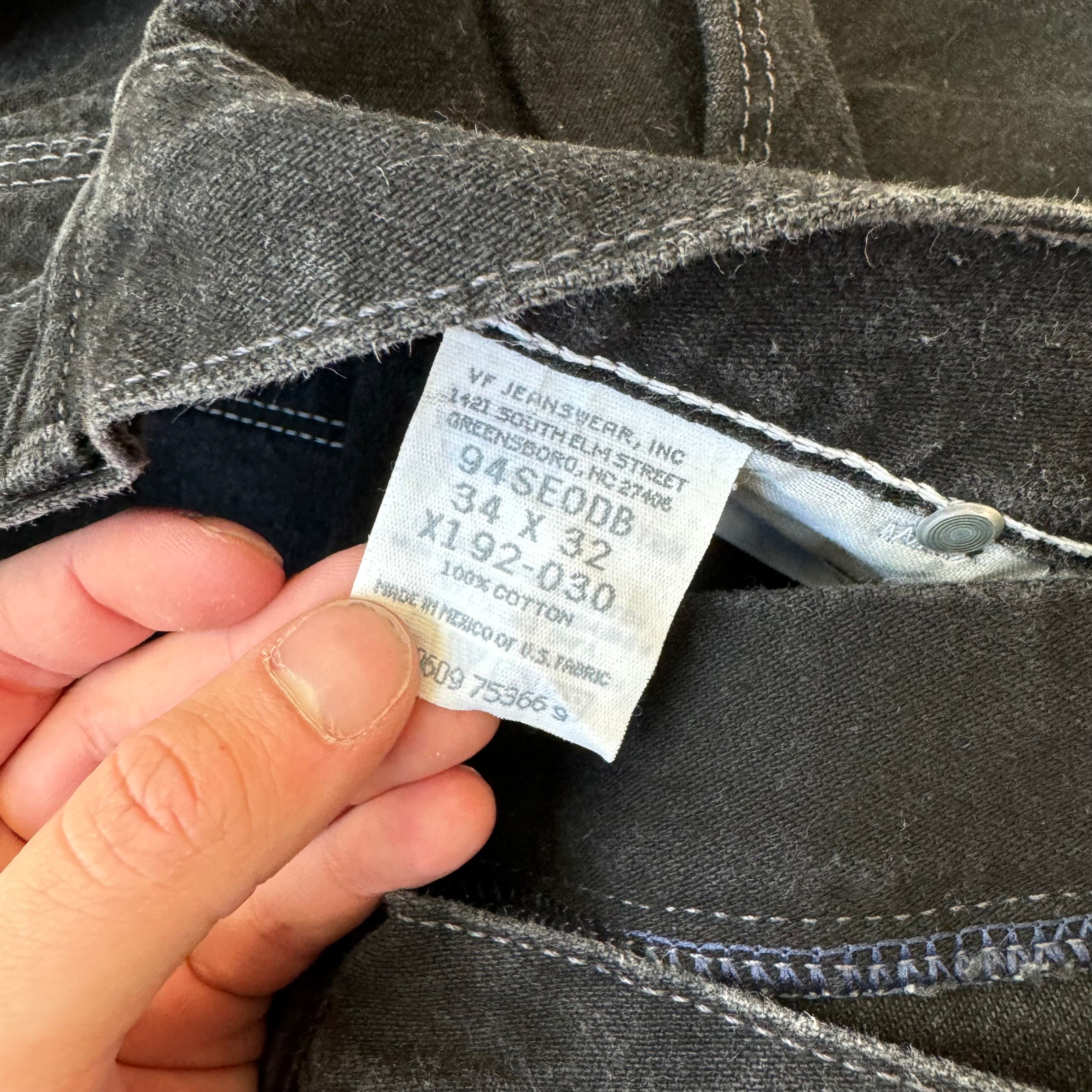 Vintage Black Wrangler Carpenter Denim Jeans Sz 34x32
